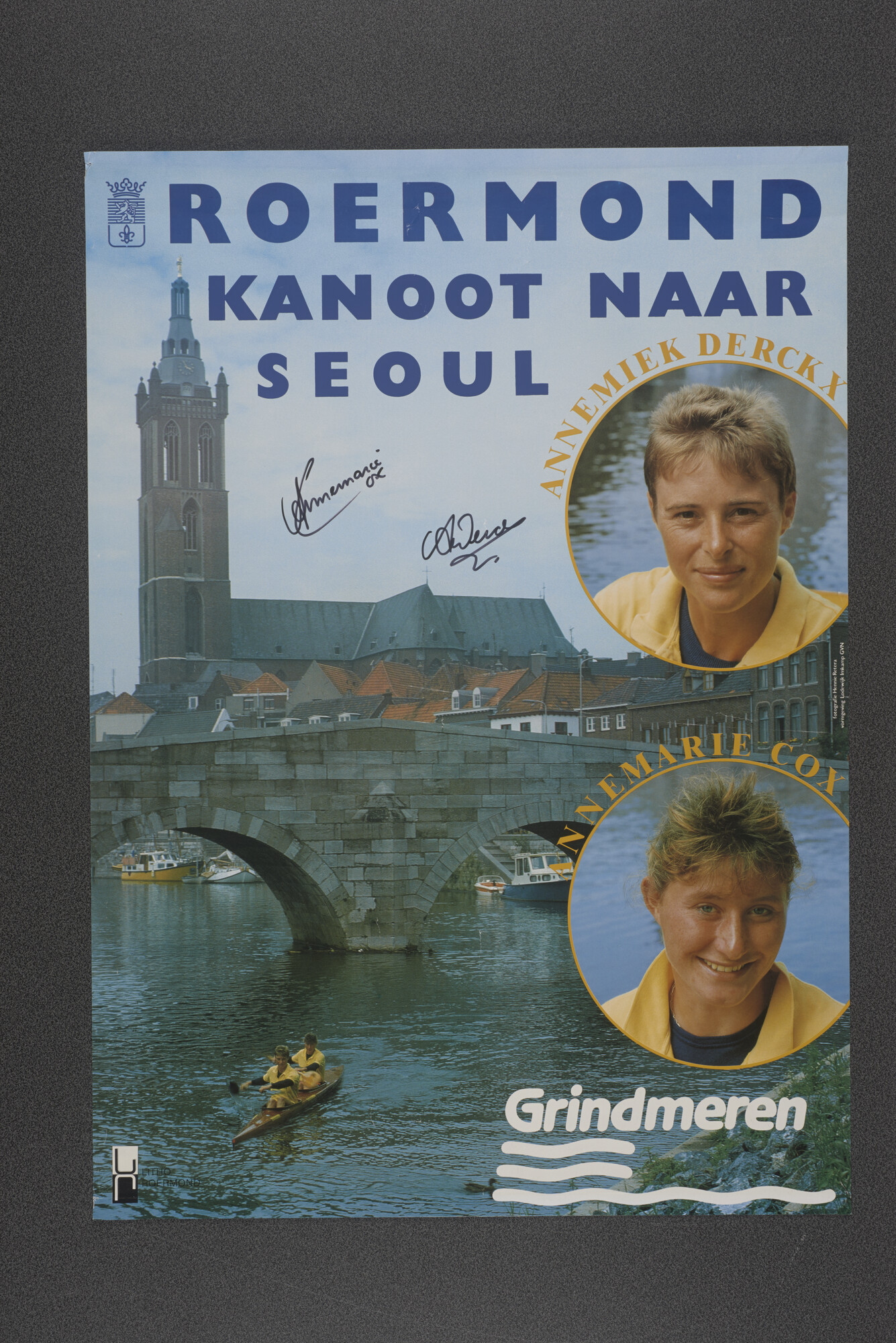 2015.4800; Affiche van de gemeente Roermond met twee deelneemsters aan de Olympische Spelen 1988 in Seoul; affiche