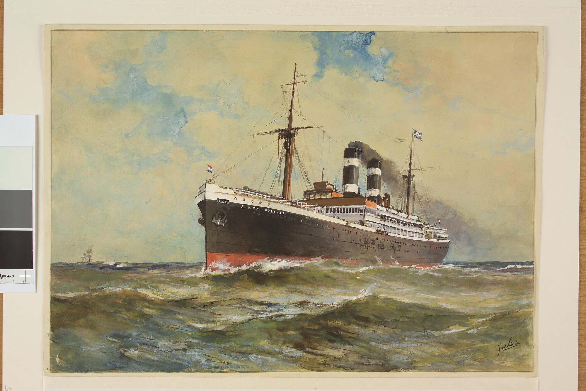 S.3088(08); Het passagiersschip ss. Simon Bolivar; tekening