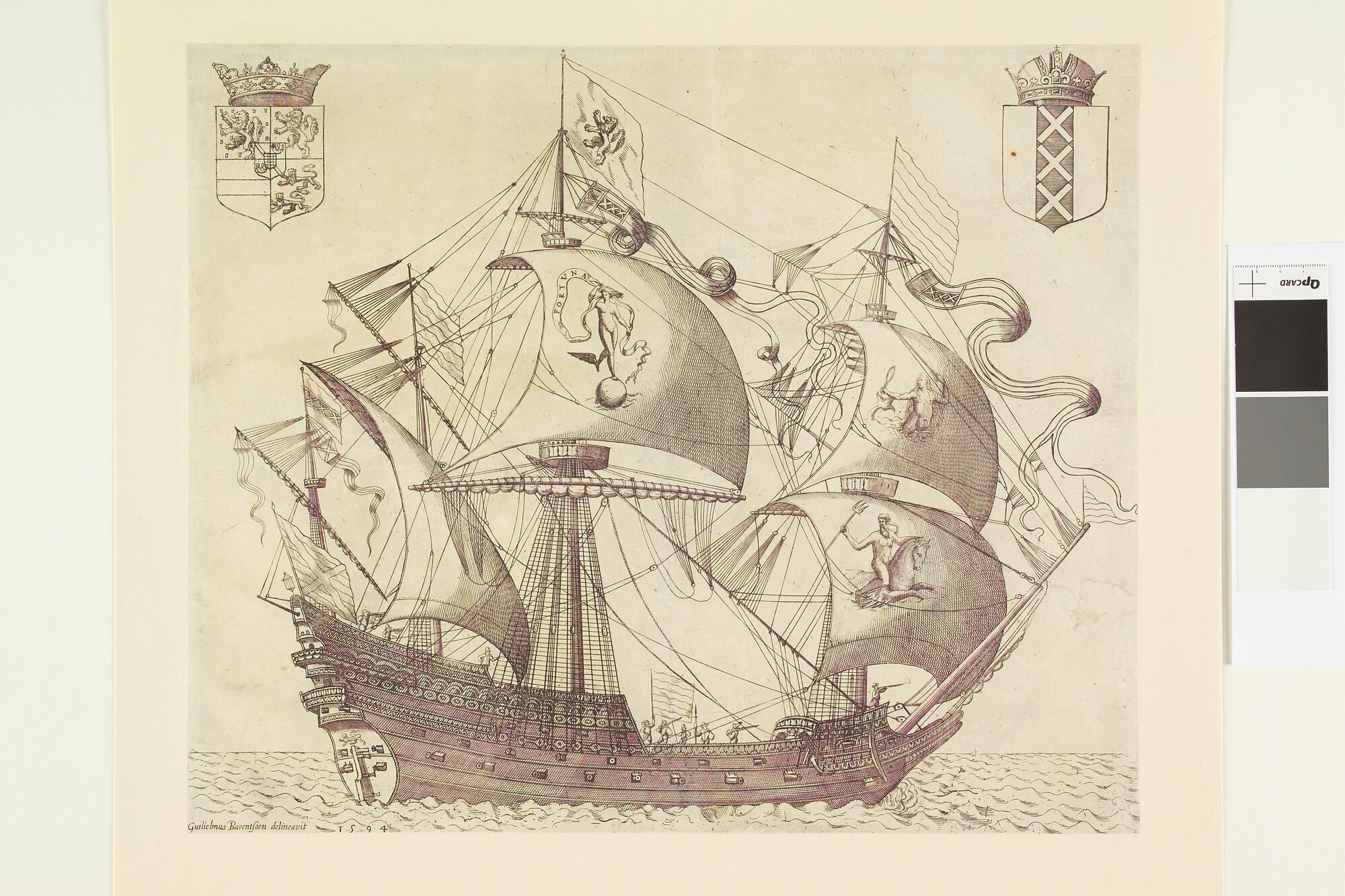 A.0145(122); Het viermastschip Fortuna van Willem Barentsz; prent