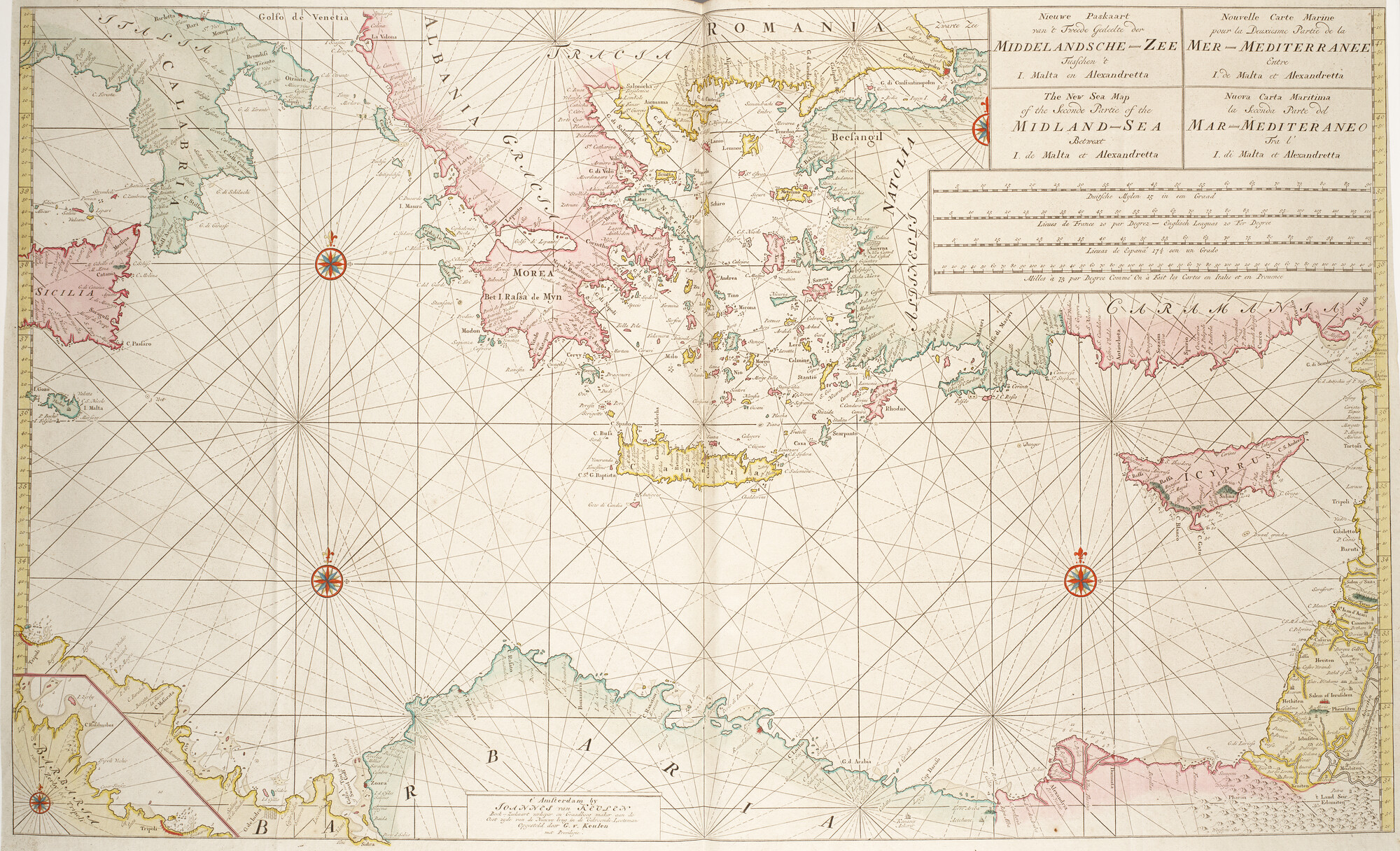 B.0032(109)3 [kaart 004]; Paskaart van het oostelijk deel van de Middellandse Zee; zeekaart