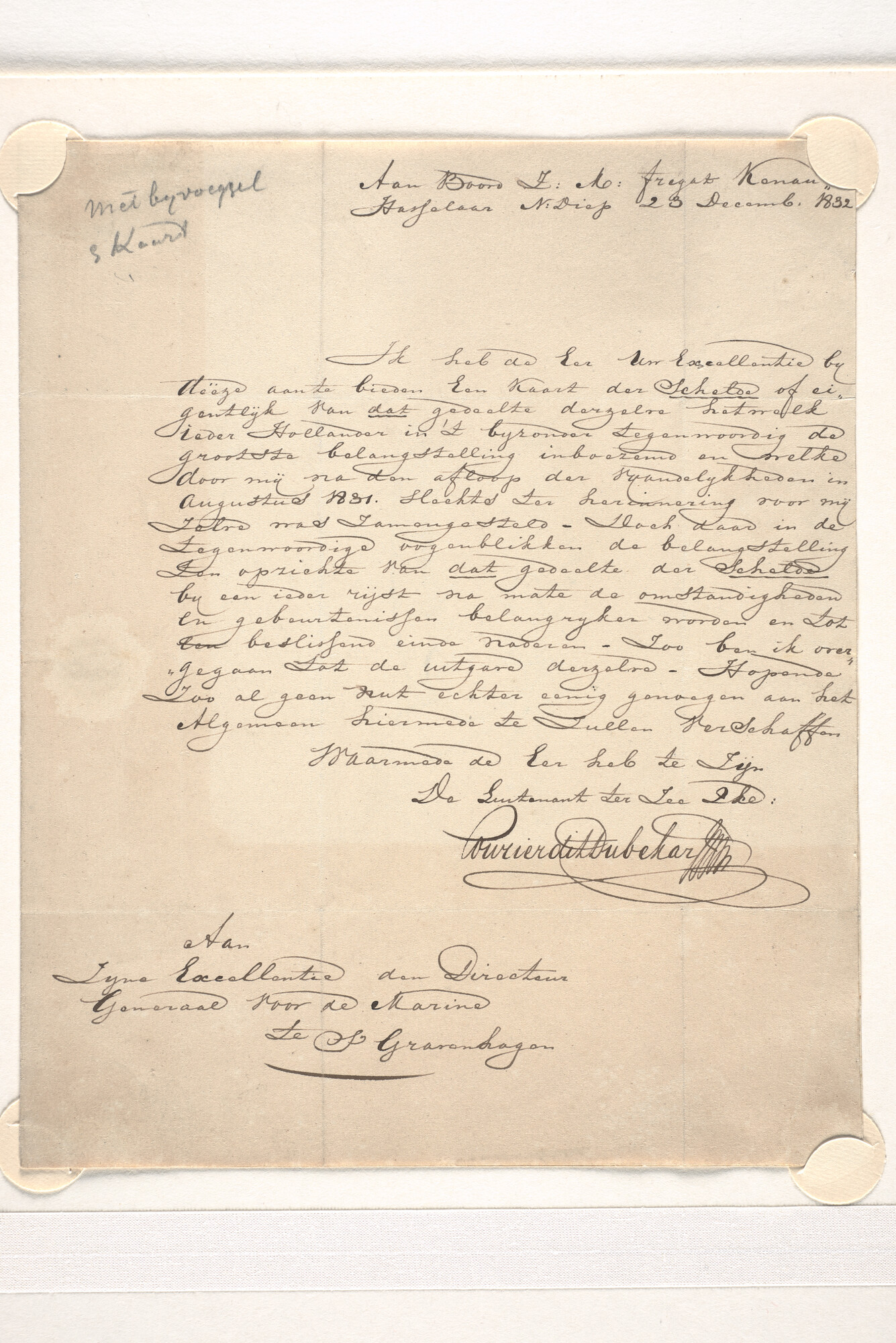 S.1277(03)6o3; Brief van M.F. Courier dit Dubekart aan de Directeur-Generaal van de Marine; handschrift