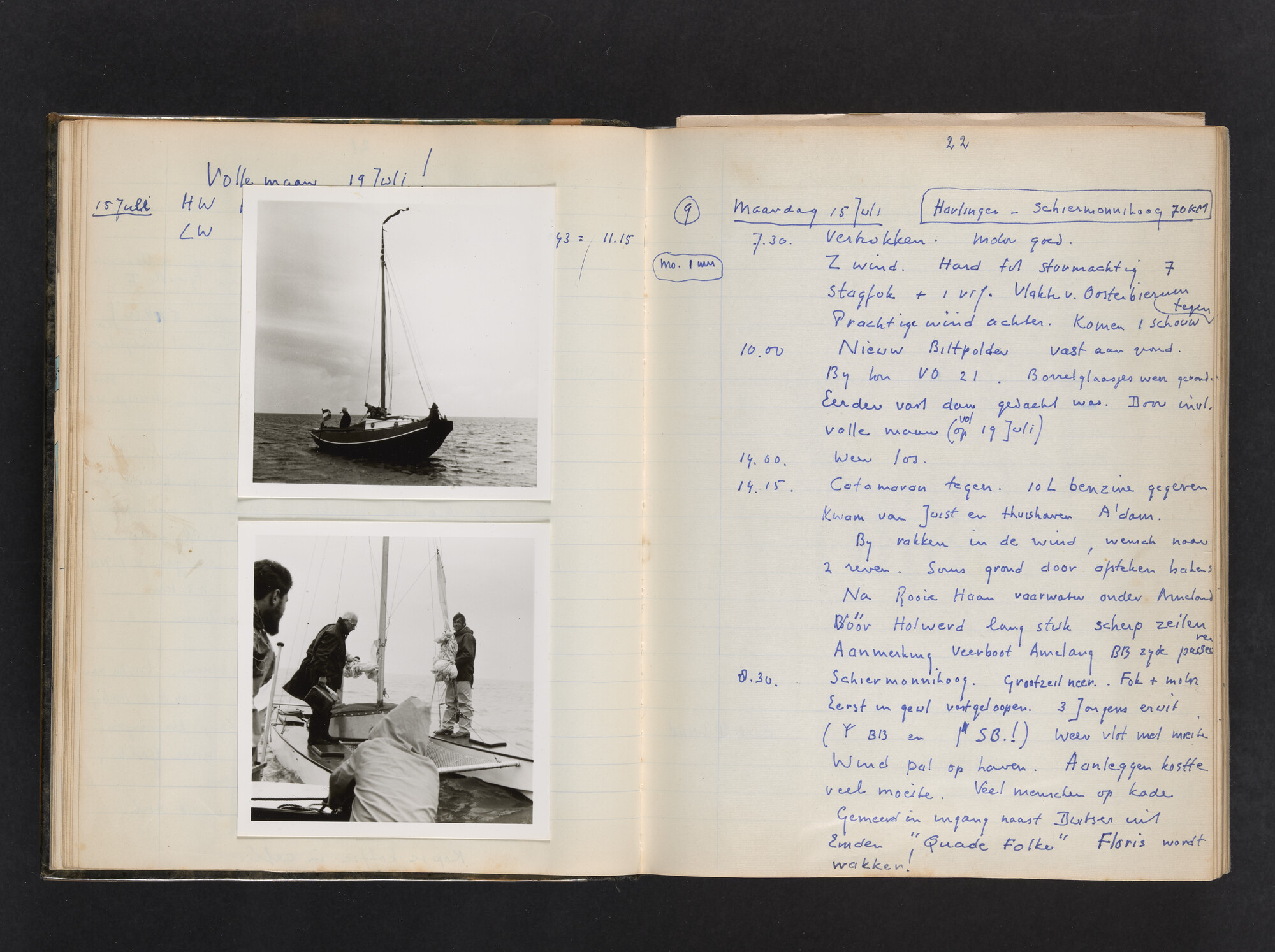 2017.0802; Logboek c.q. fotoalbum van reizen met zeeschouw Grutto (II) in Nederland, Duitsland en Denemarken, 1973-1974; logboek
