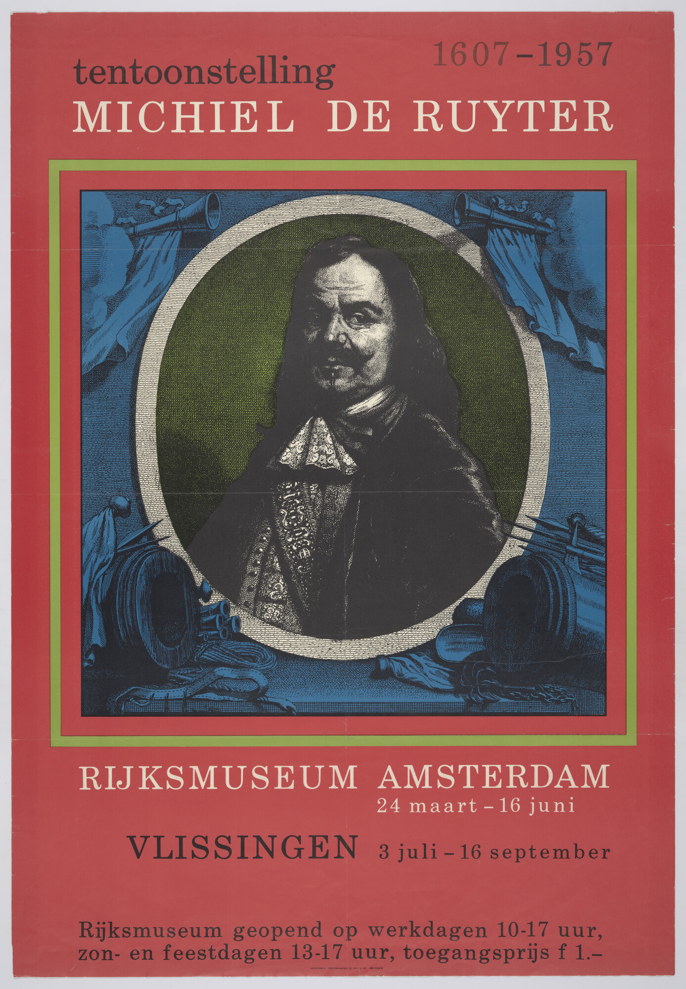 S.6762 [nr 0002]; Affiche voor de tentoonstelling over Michiel De Ruyter in het Rijksmuseum Amsterdam [...]; affiche