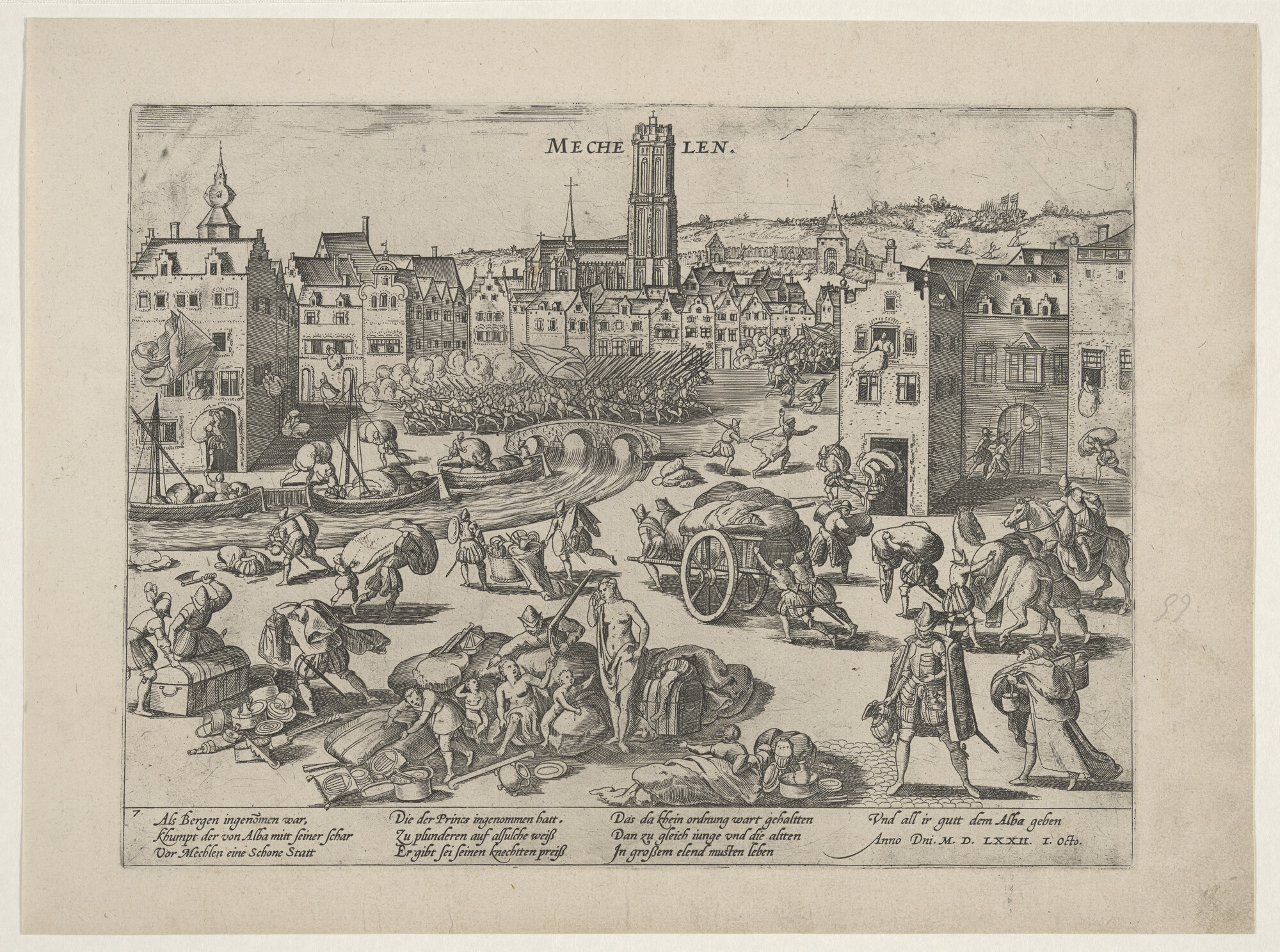 A.0145(027)122; Plundering van Mechelen door Alva, 1 oktober 1572; prent