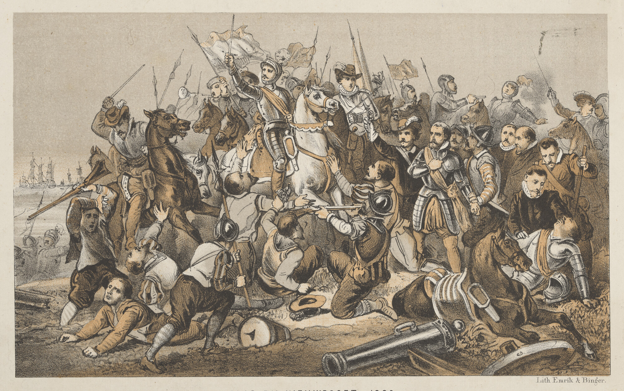 S.1603(03)b; De slag bij Nieuwpoort, 2 Juli 1600; prent