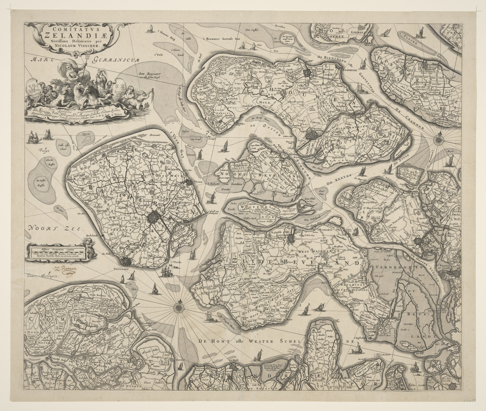 A.3845(01)034; Kaart van het graafschap Zeeland, door Lies, uitgave door Nicolaas; landkaart