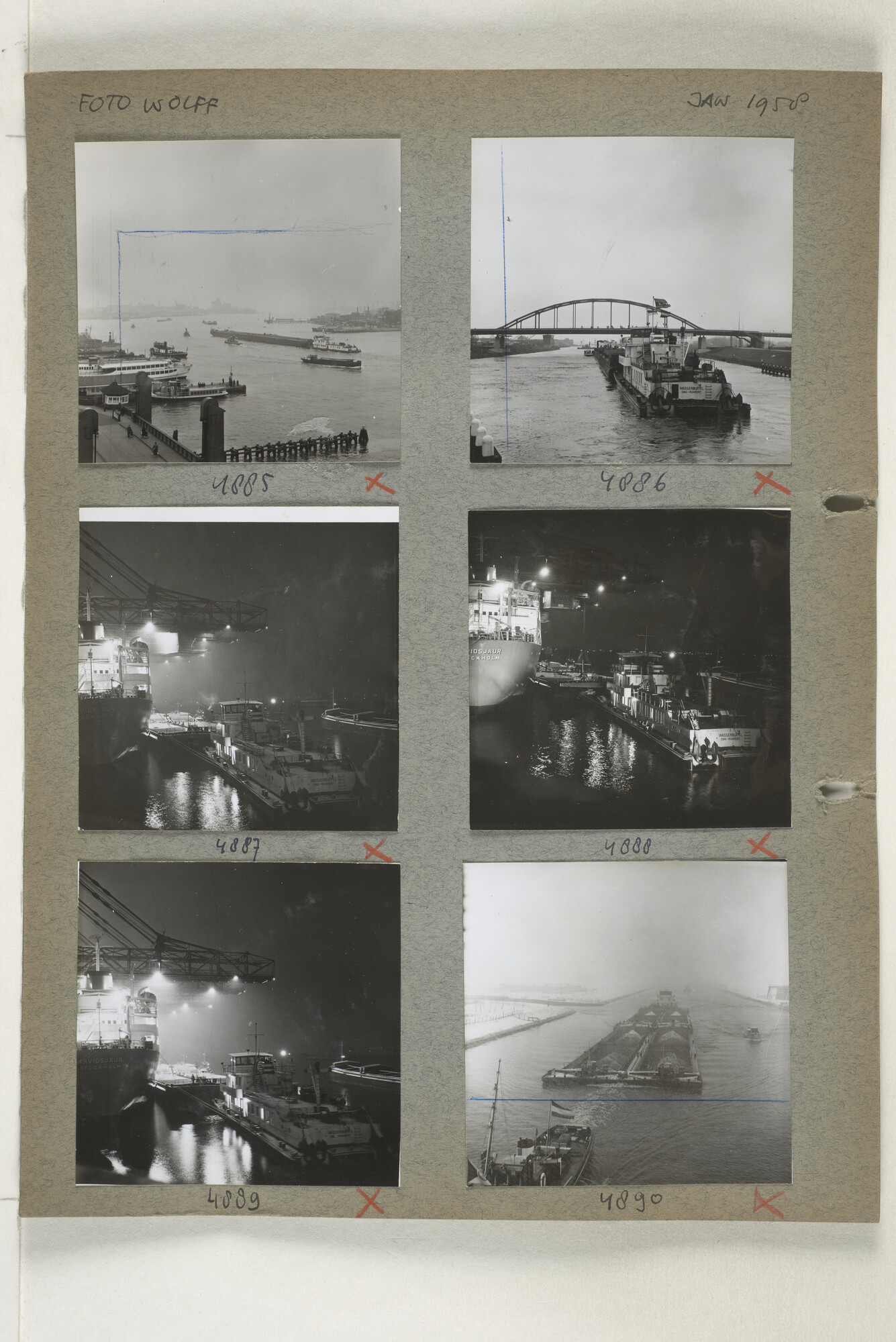 1998.2183; Omslag (voorheen ordner) met een grote hoeveelheid proef foto's van de haven en de stad van Amsterdam; omslag