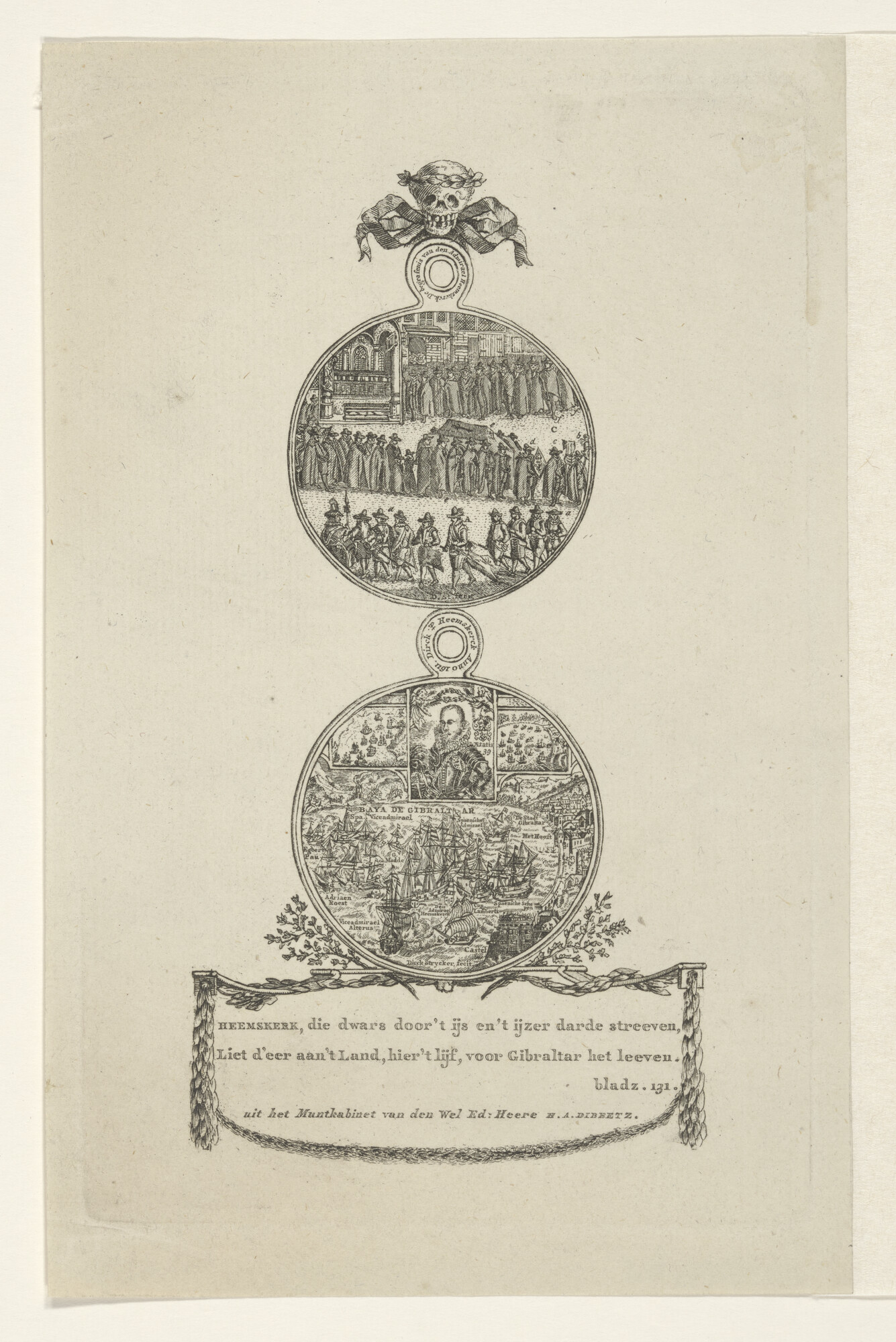 A.1361(19)h 1; De begrafenis van Jacob van Heemskerk; prent