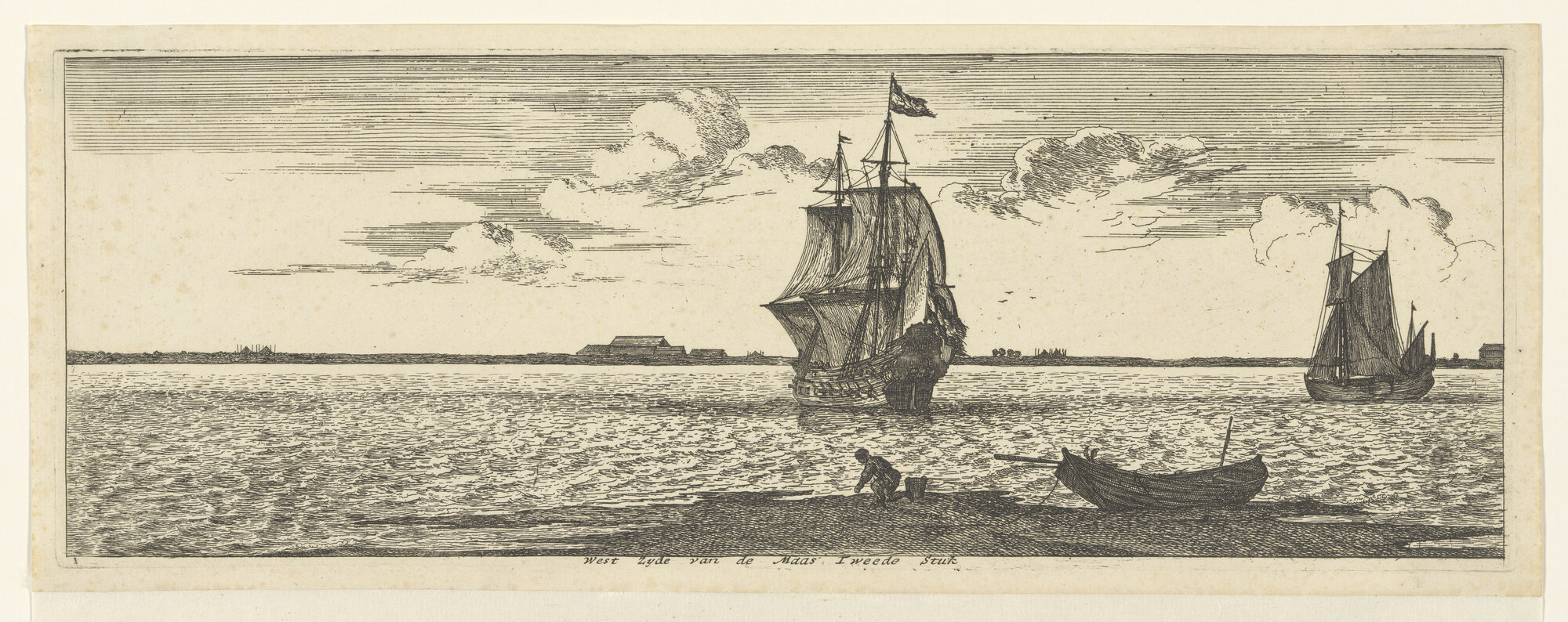 A.0149(0682); De westzijde van de Maas; prent