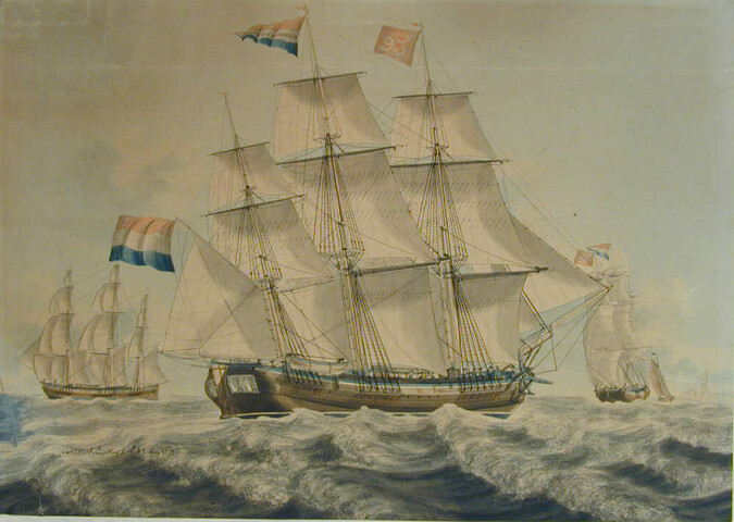 A.1881; Het driemastgaljootschip 'Antonius' en 'Cornelia'; tekening