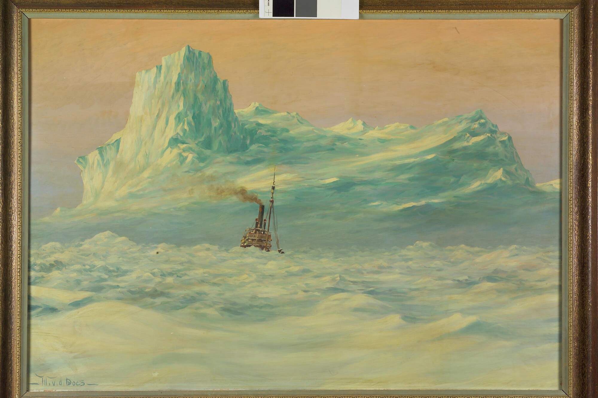 1995.1281; Een Noorse walvisjager in het ijs; schilderij