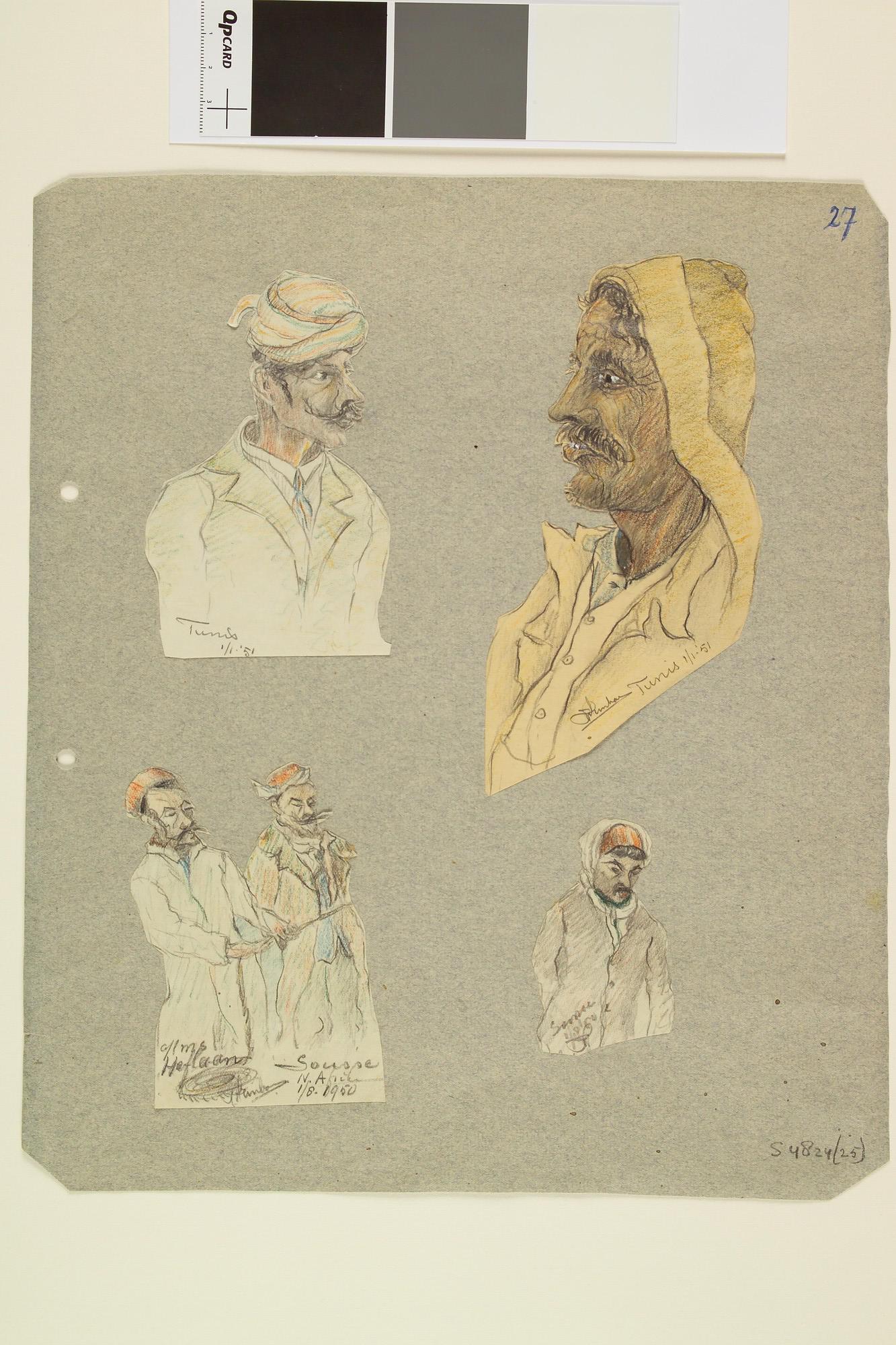 S.4824(25); Studies van Arabieren in Tunis, 1950-51; tekening