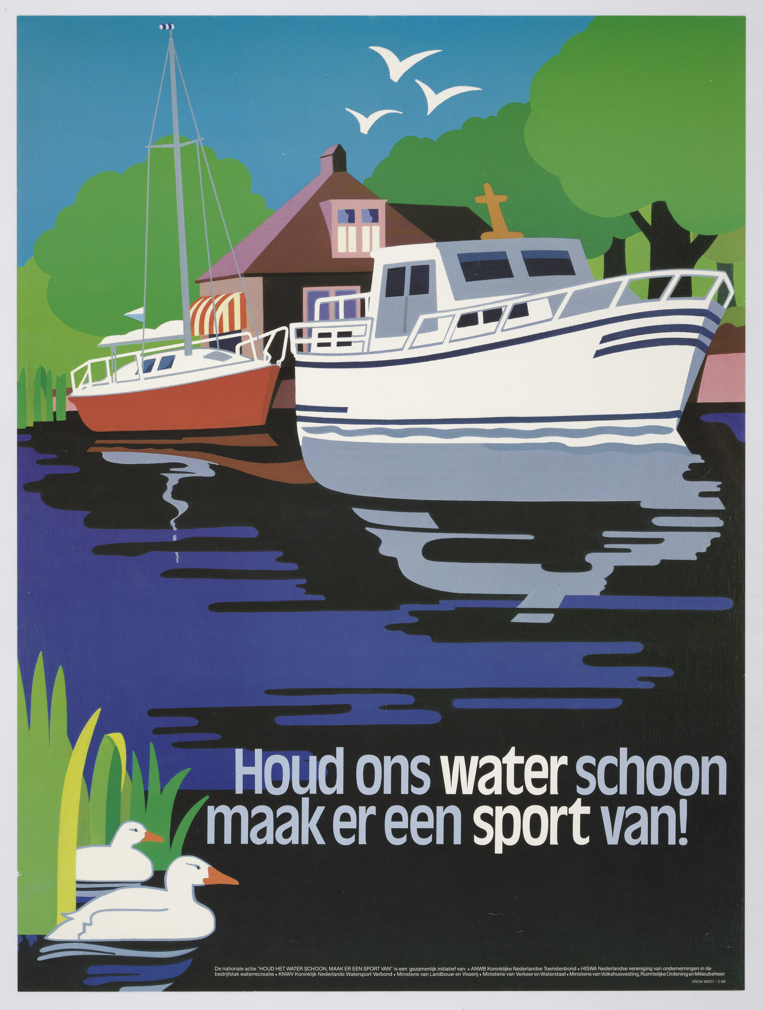 1989.0122; 'Houd ons water schoon maak er een sport van.' Affiche ANWB 1989; affiche