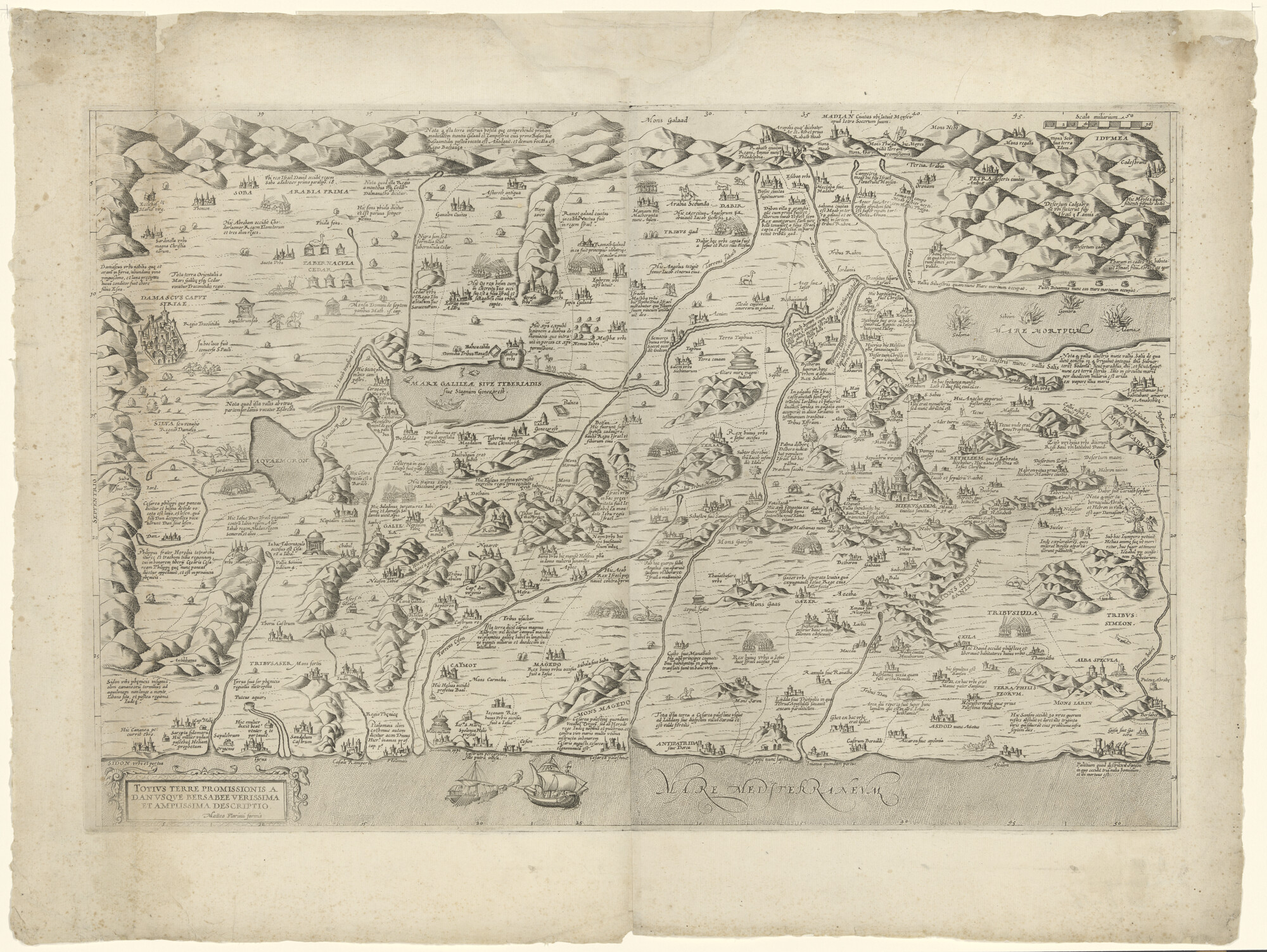 A.0145(211)018; Kaart van een deel van Palestine / Israel & Syrie met o.a. Jerusalem, Damascus, het meer van Galilea; landkaart