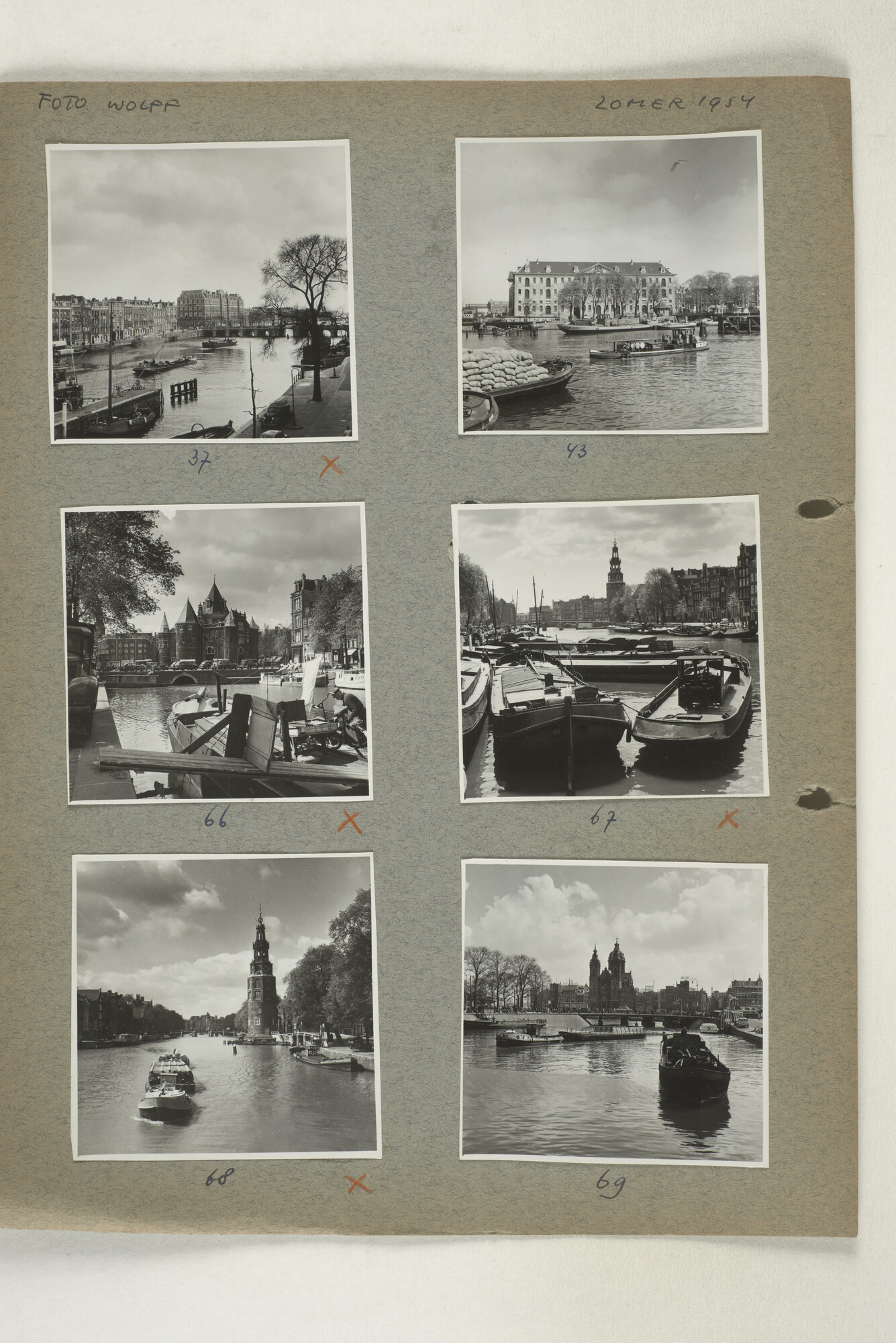 1998.2182; Omslag (voorheen ordner) met een grote hoeveelheid proef foto's van de haven en de stad van Amsterdam; omslag