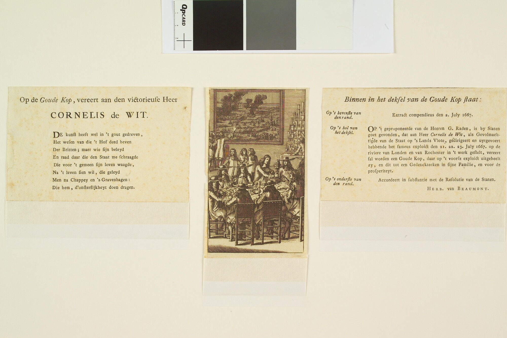 A.0785(03)10; Cornelis de Witt met enkele gasten aan tafel; prent