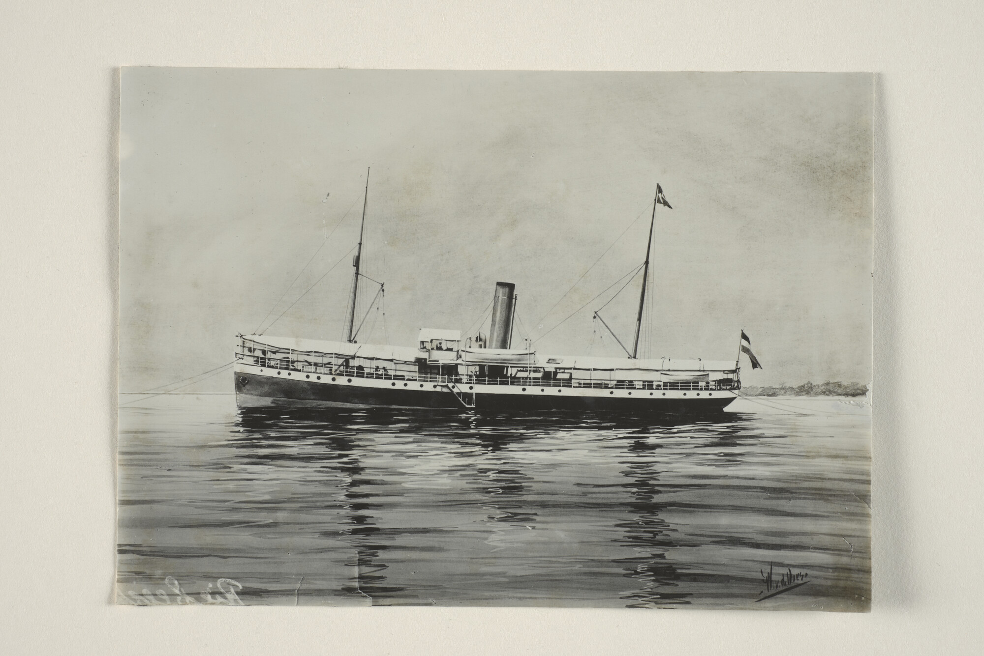1994.1874; Foto van een schilderij van ss. Van Riebeeck op een Indische rede; foto