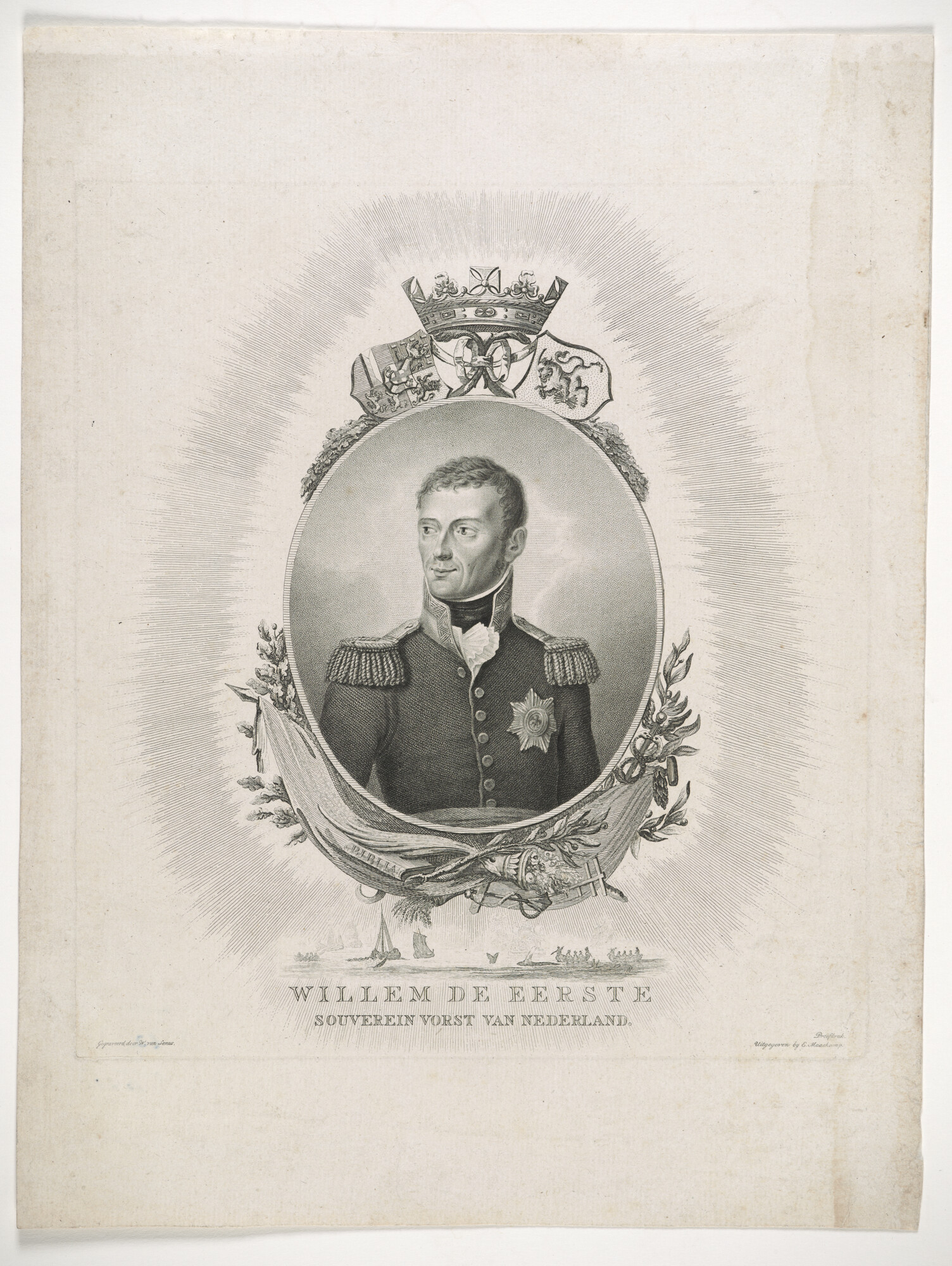 2012.1466; Willem de Eerste, souverein vorst van Nederland; prent