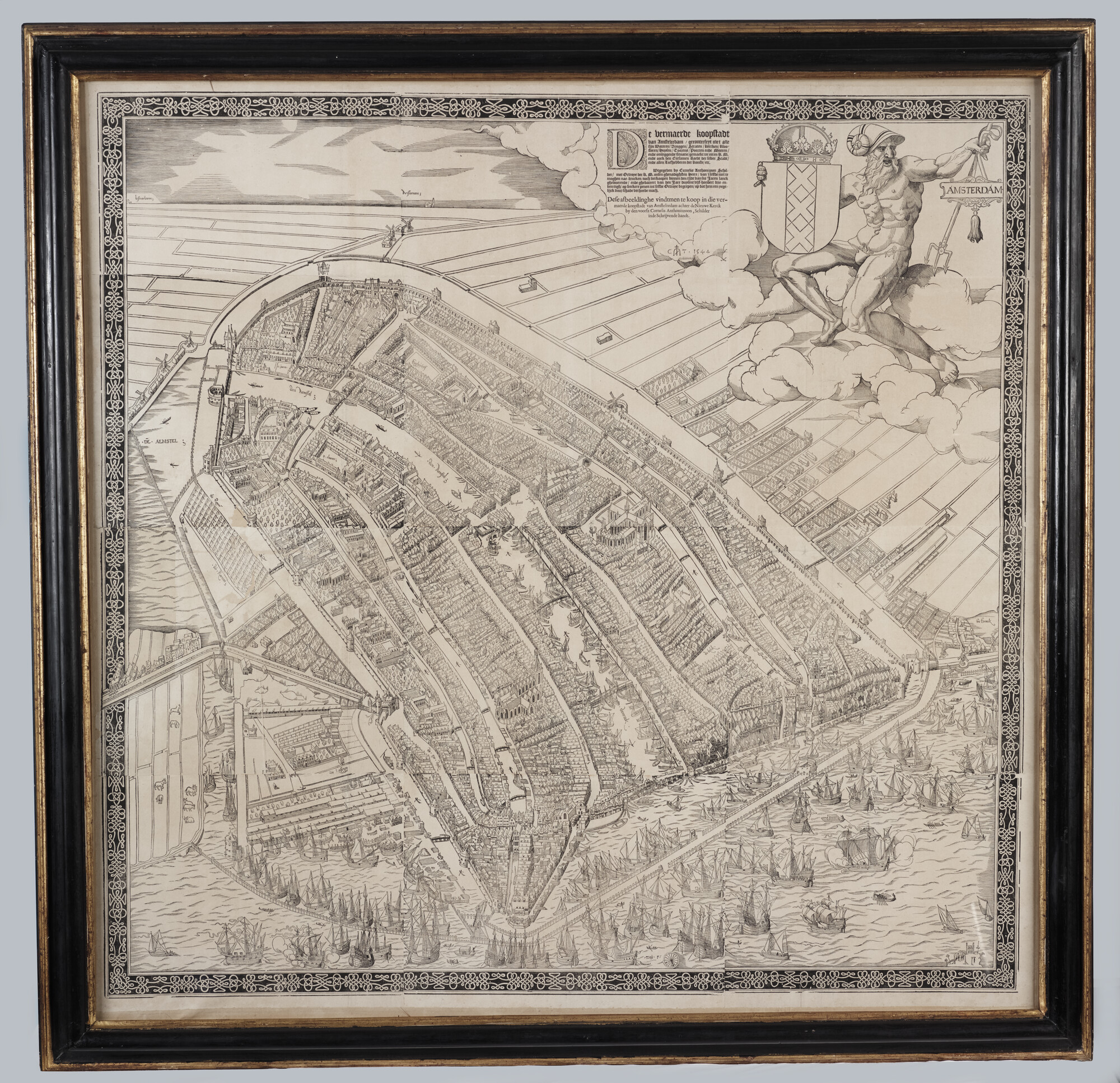 A.3540(01); Vogelvluchtkaart van Amsterdam anno 1544; kaart