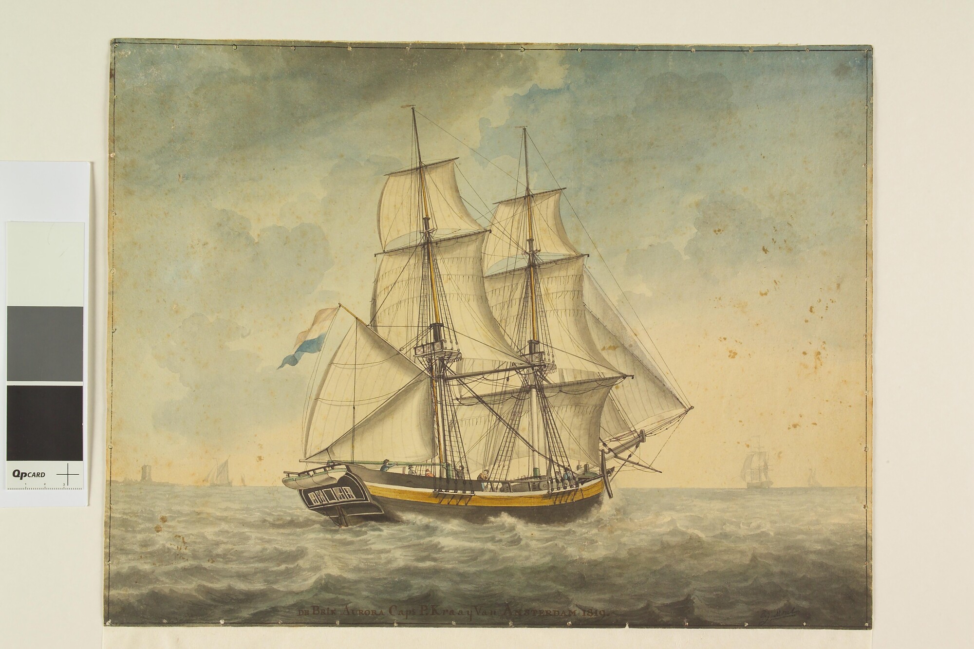 A.0149(0450); Het brikschip 'Aurora'; tekening