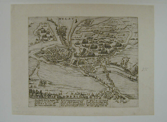 A.0145(027)320; Hulst in Zeeland door de Aartshertogen ingenomen, 18 augustus 1596; prent