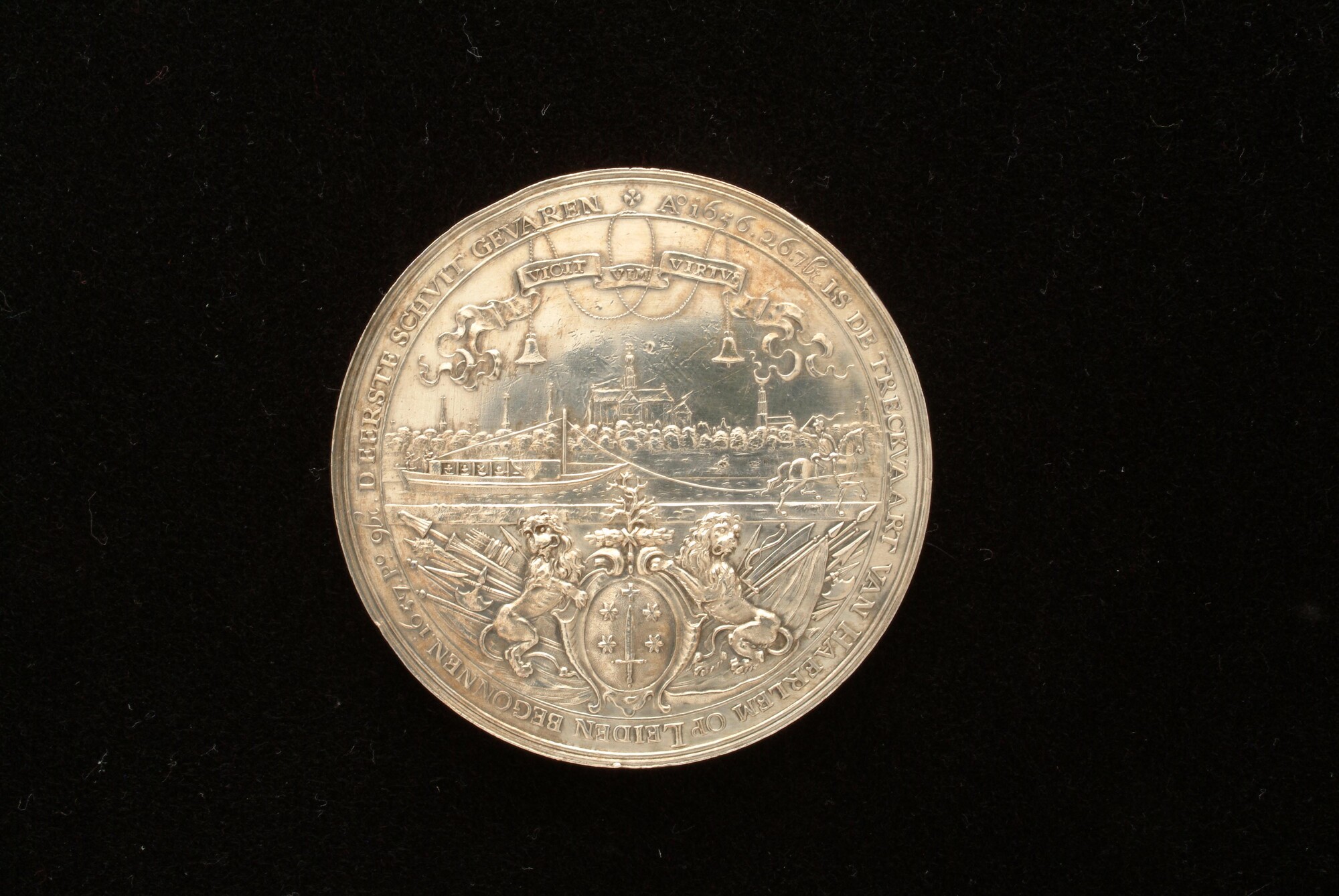 S.1048(01)6; Penning op de opening van de trekvaart tussen Haarlem en Leiden, 1659; penning