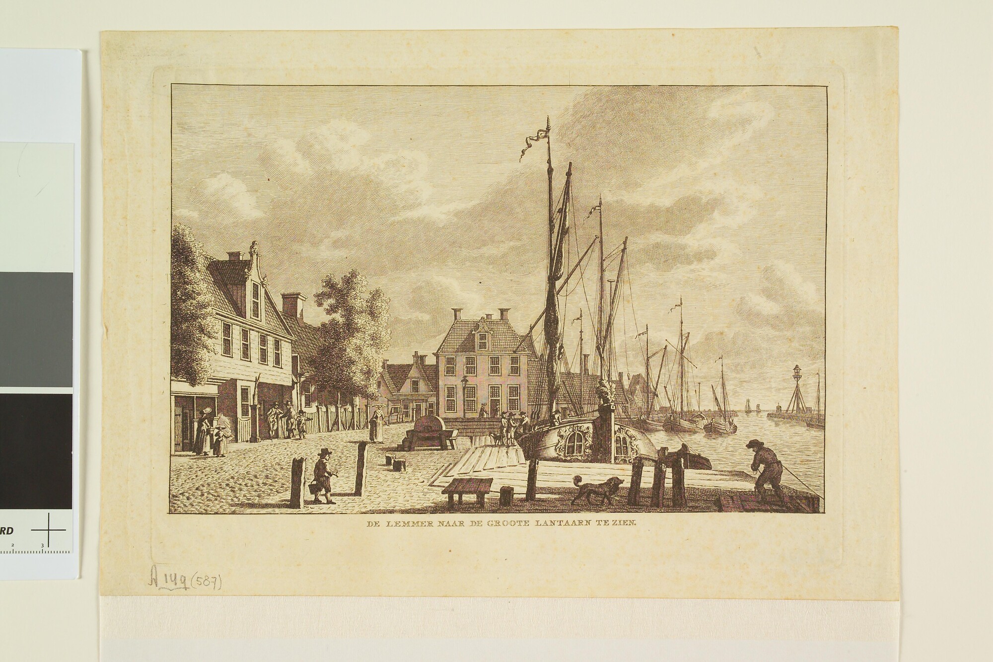 A.0149(0587); De haven van Lemmer met uitzicht op het havenhoofd; prent