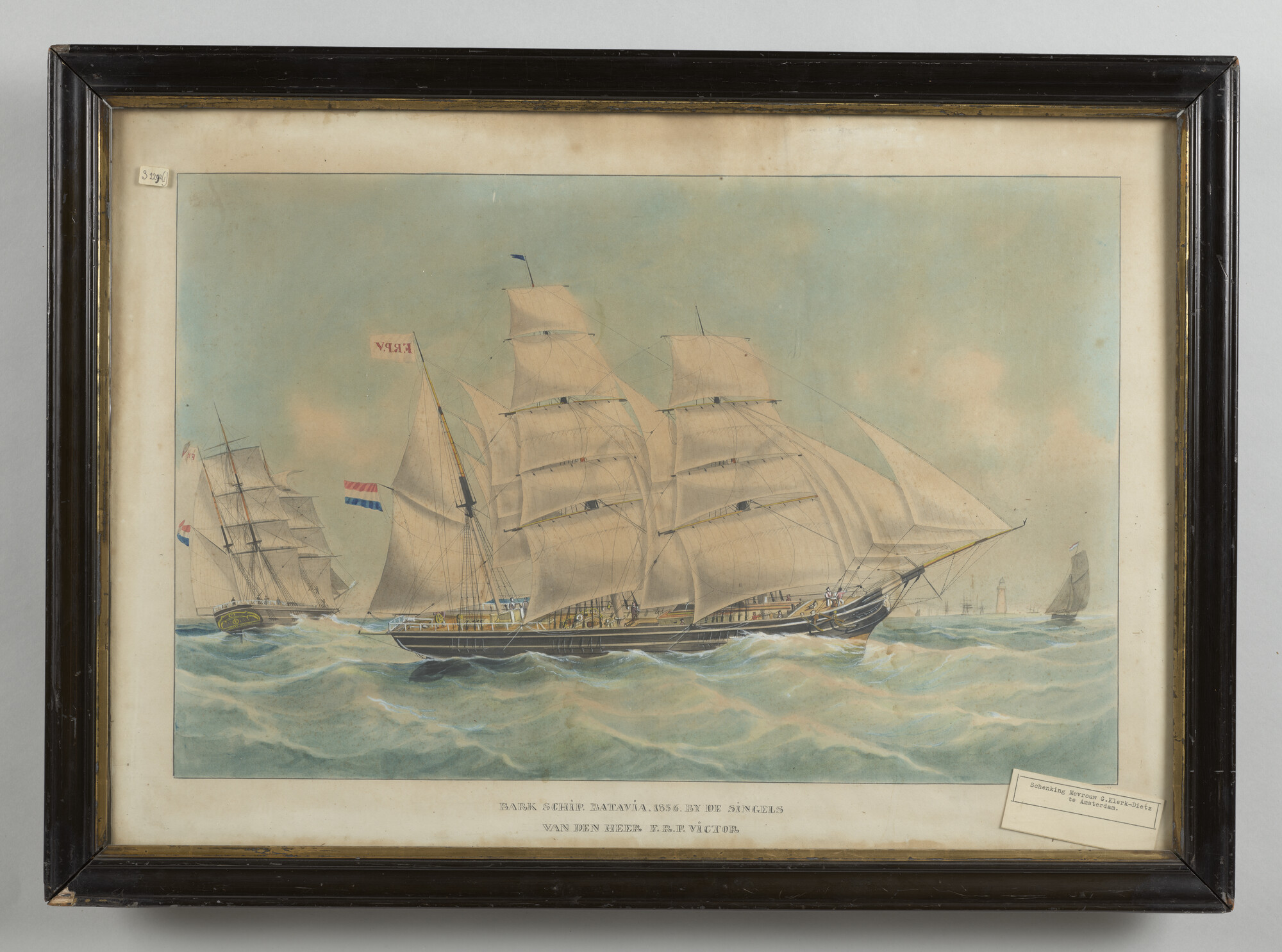 S.2292(01); Het barkschip Batavia; tekening