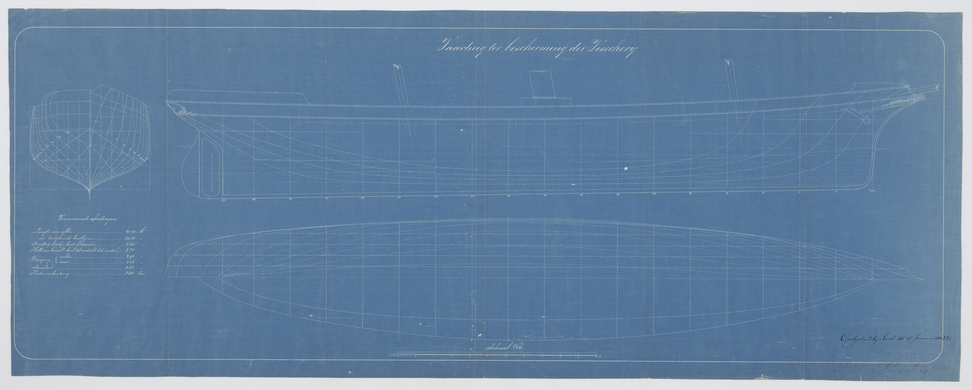 S.2175(4176); Lijnenplan van Zr.Ms. 'Dolfijn'; technische tekening