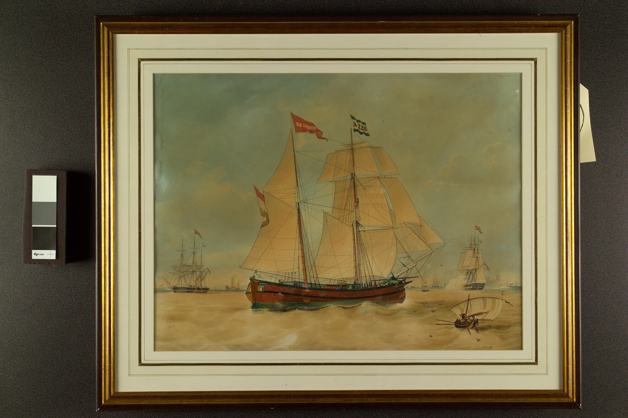 A.5582(01); Het kofschip De Leeuw op de rede van Batavia; tekening