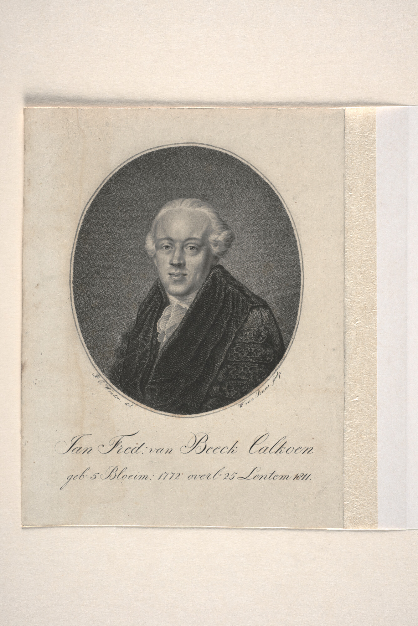 A.0840(01); Portret van professor Jan Frederik van Beeck Calkoen; prent