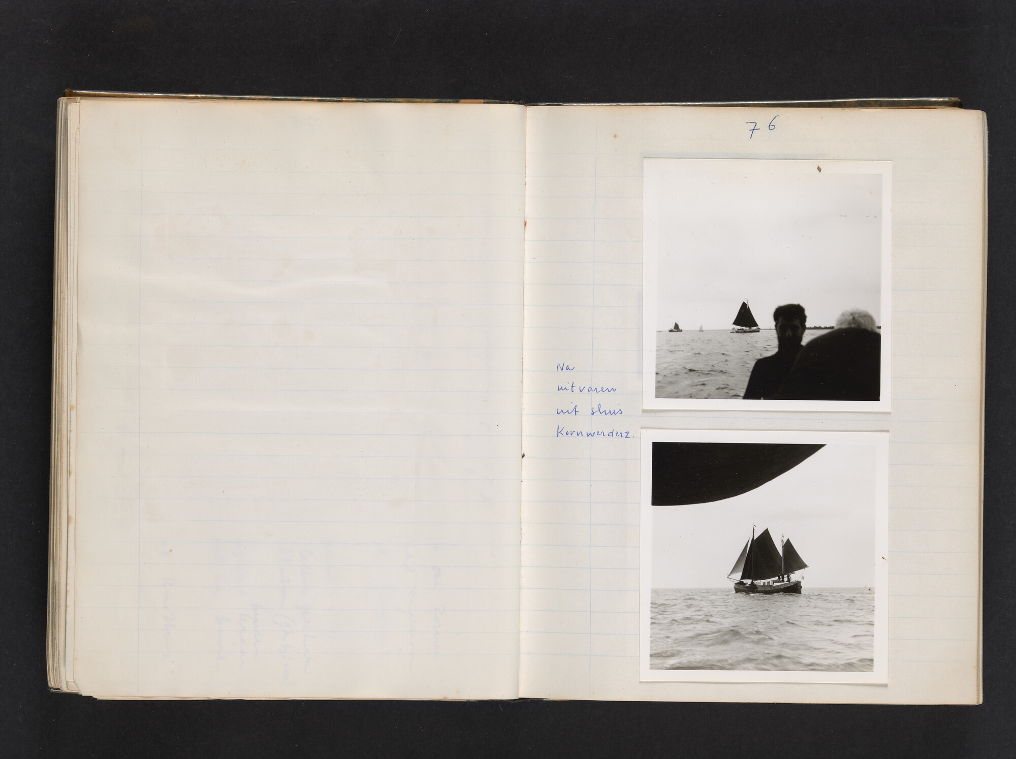 2017.0802; Logboek c.q. fotoalbum van reizen met zeeschouw Grutto (II) in Nederland, Duitsland en Denemarken, 1973-1974; logboek