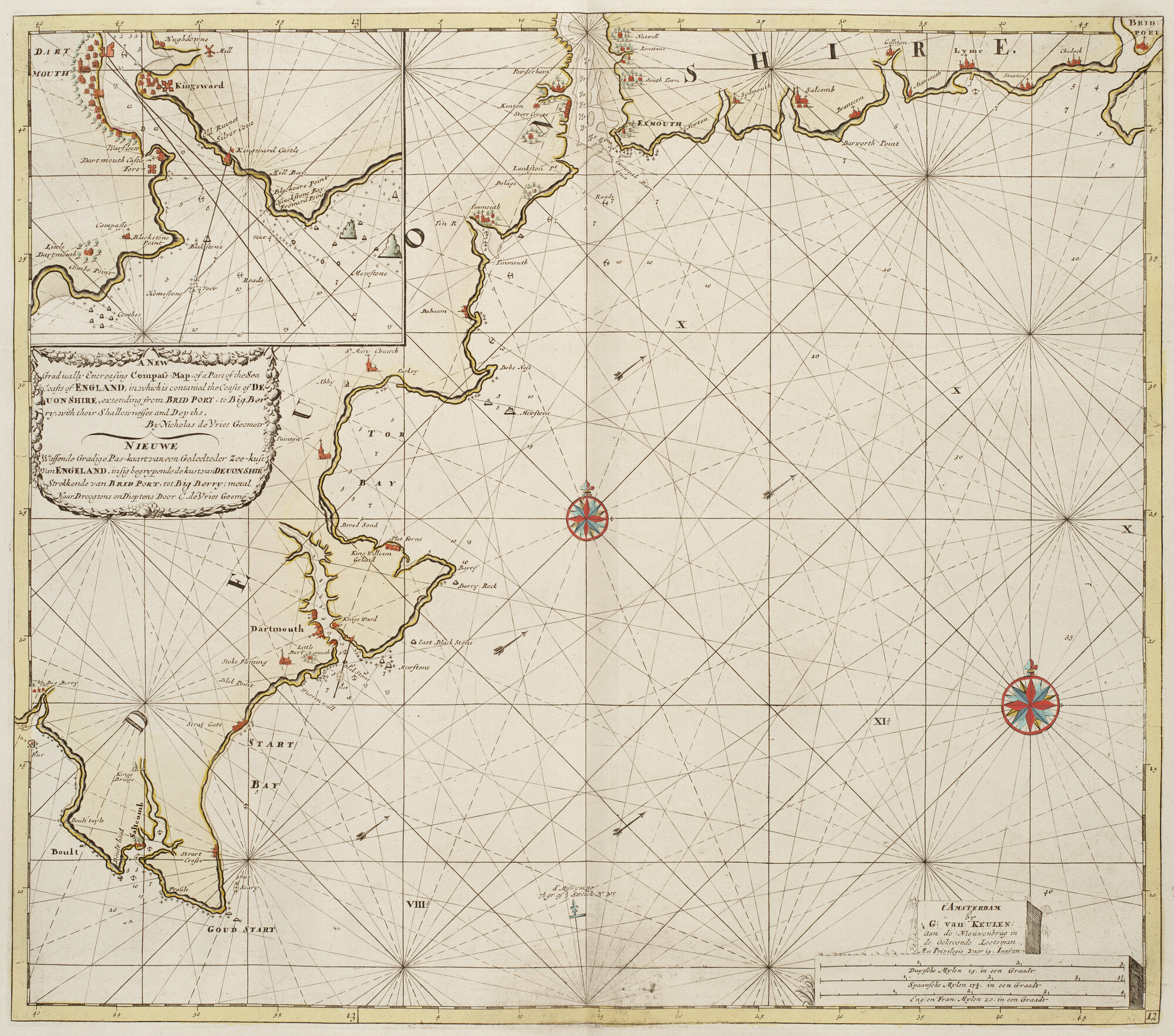 B.0032(109)2 [kaart 037]; Kaart van eem deel van de Engelse zuidkust bij Darmouth en Exmouth; kaart