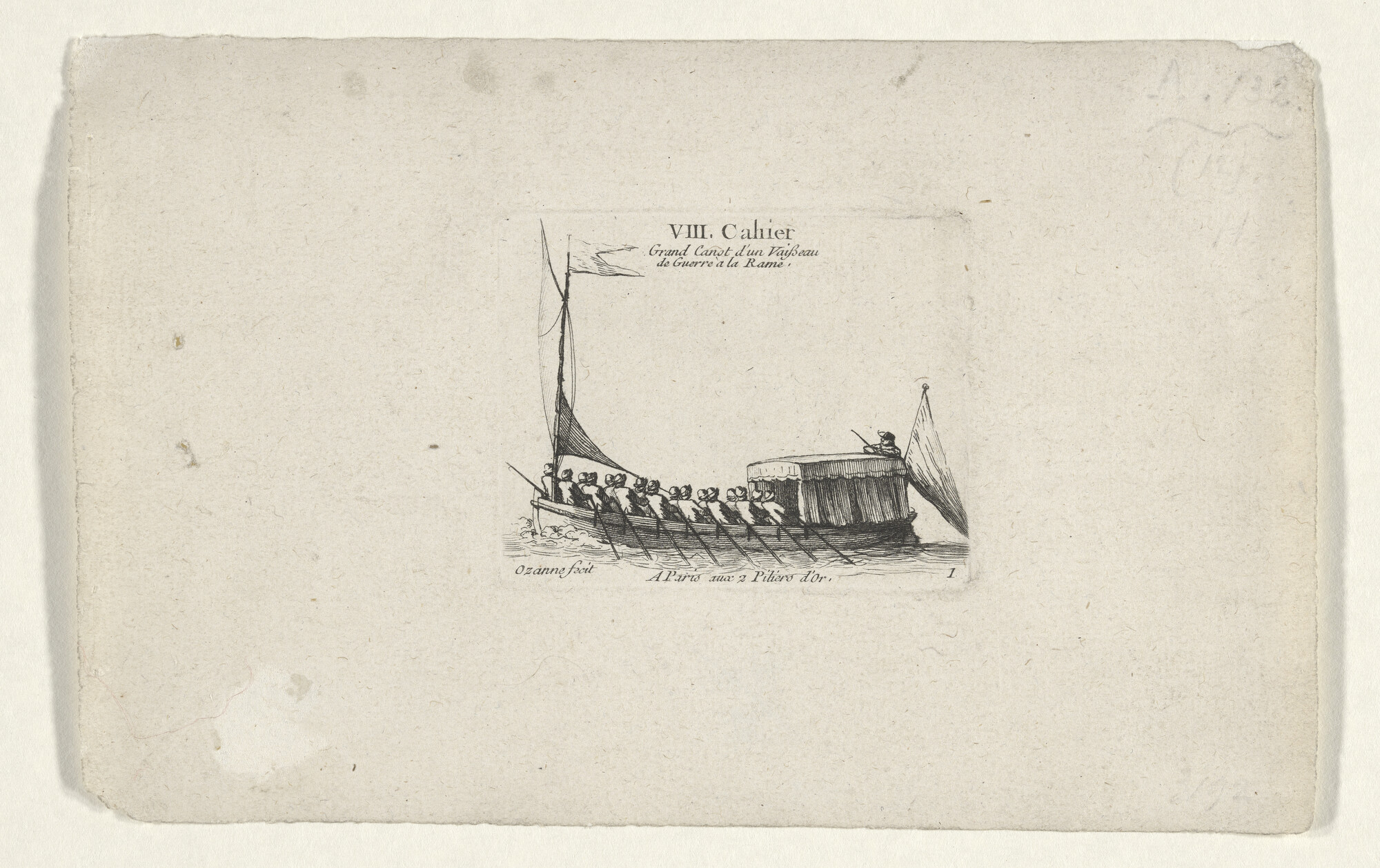 A.0132(02)12-13; Titelblad van de serie 'Diverses manoeuvres des V.aux', Cahier VIII, nummer 1; prent