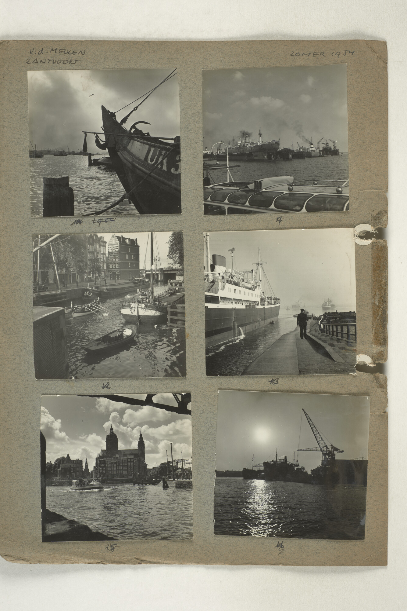 1998.2182; Omslag (voorheen ordner) met een grote hoeveelheid proef foto's van de haven en de stad van Amsterdam; omslag