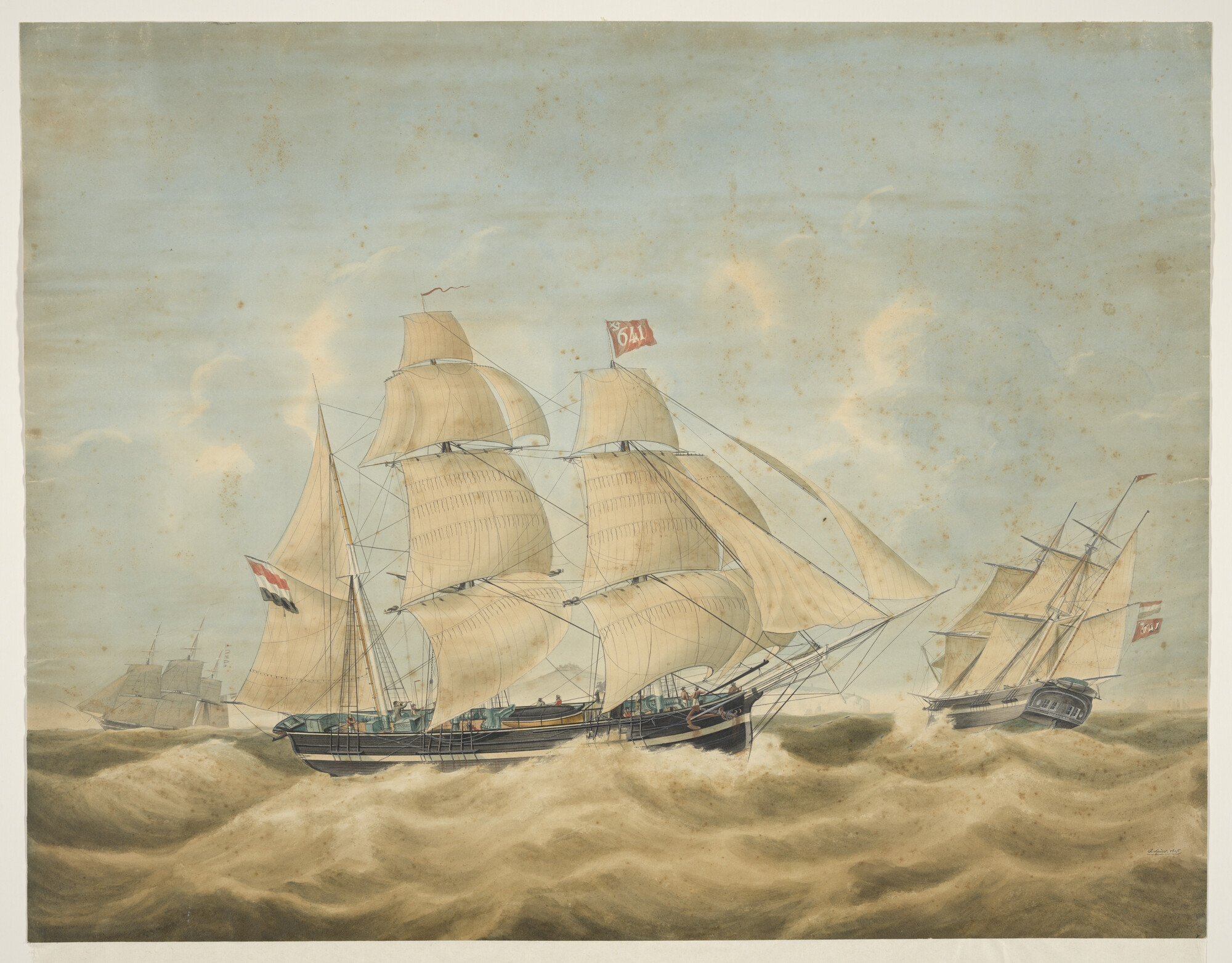 S.1119(22); Het barkschip Harmonie; tekening