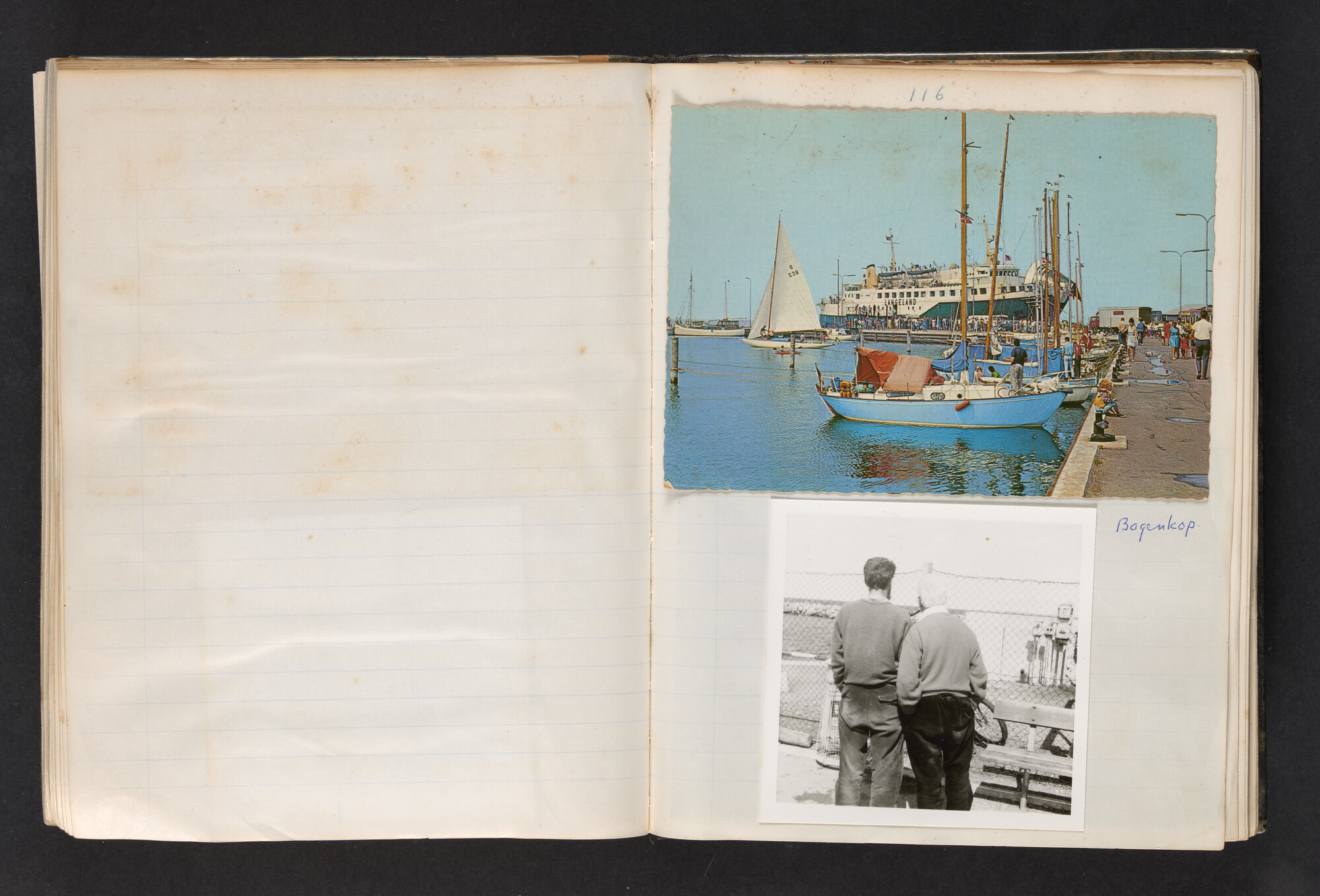 2017.0802; Logboek c.q. fotoalbum van reizen met zeeschouw Grutto (II) in Nederland, Duitsland en Denemarken, 1973-1974; logboek