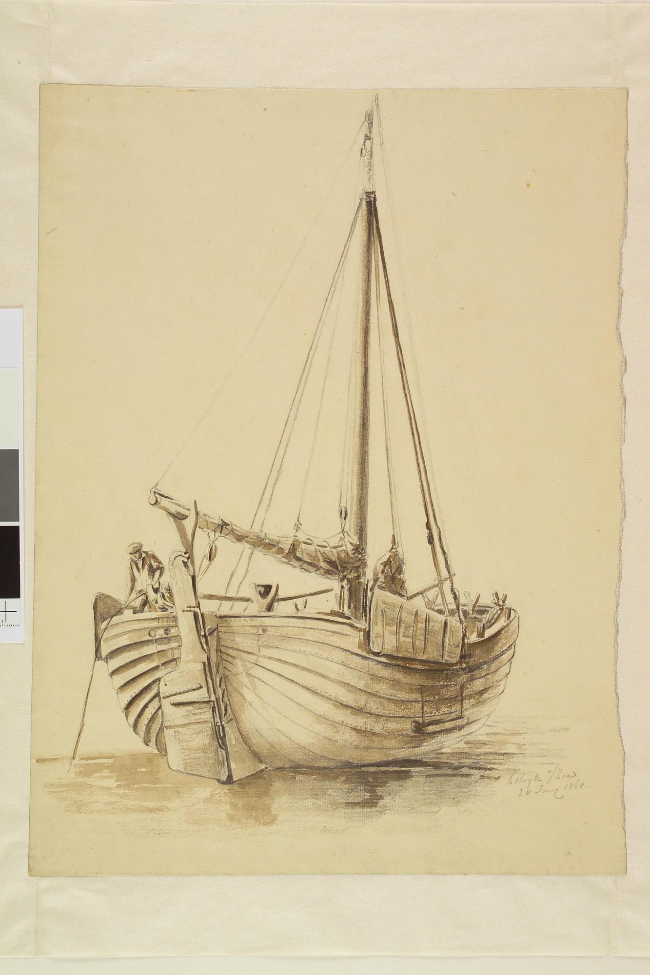 1990.0021; De Katwijkse garnalenschuit 'Concordia'; tekening
