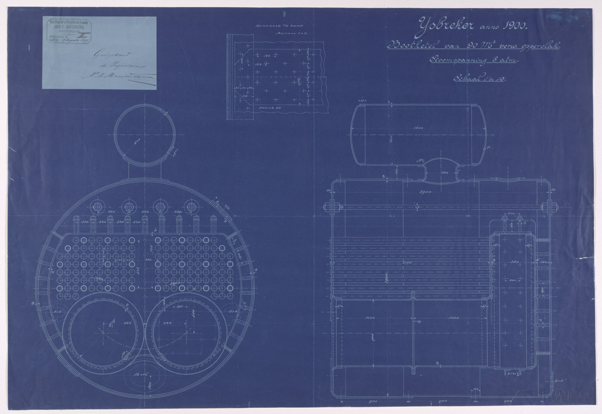 S.1156(05)0138; Stoomketel van de ijsbreker 'Christiaan Brunings'; technische tekening