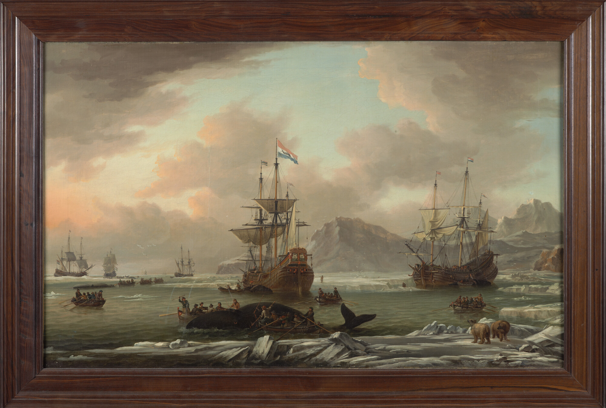 A.0014; Walvisvangst in een baai in de Noordelijke IJszee; schilderij