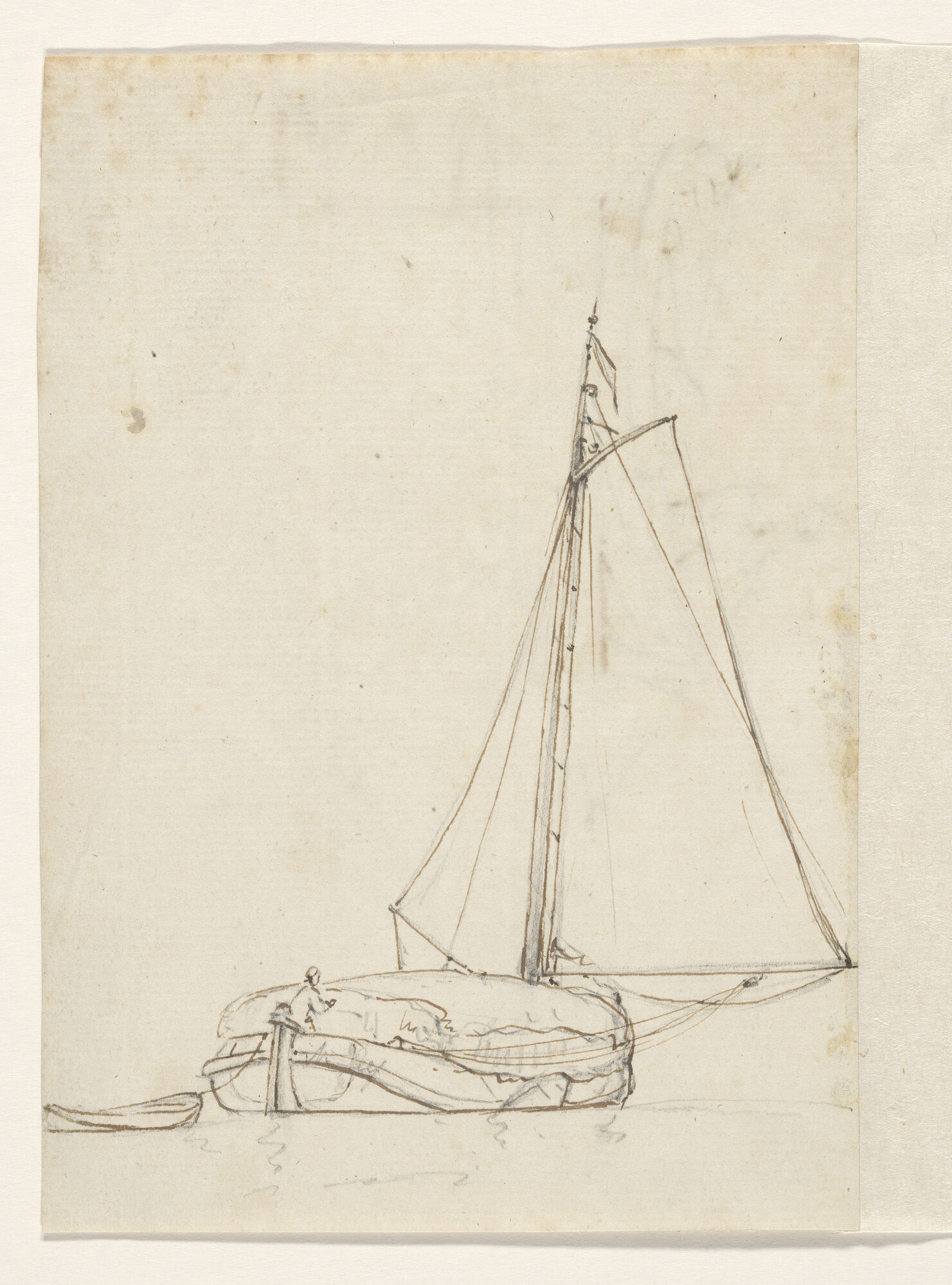 A.0149(0493); Een hooischip en verso een roeiboot die gewrikt wordt; tekening