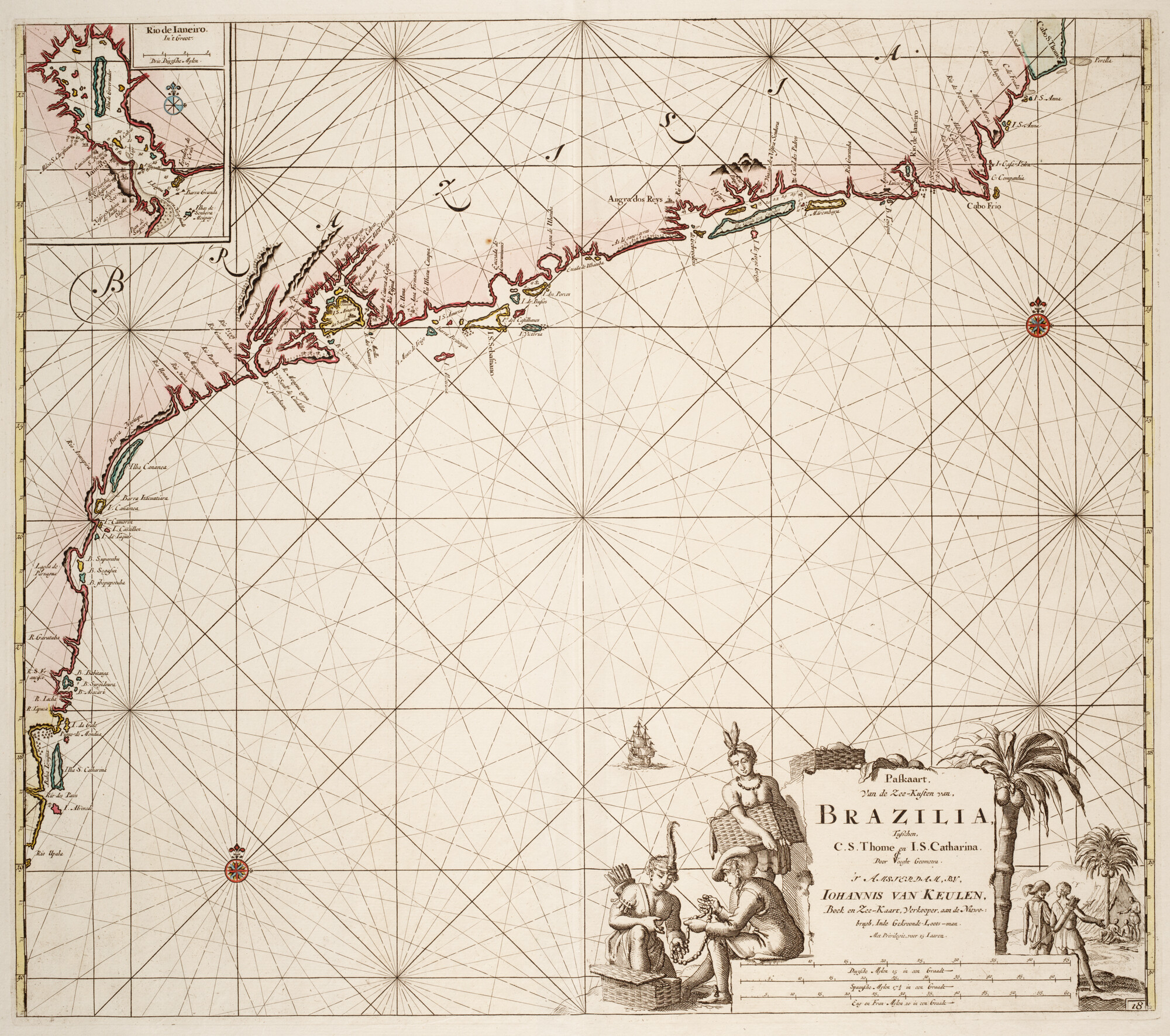 B.0032(109)5 [kaart 035]; Zeekaart van een deel van de kust van Brazilië; zeekaart