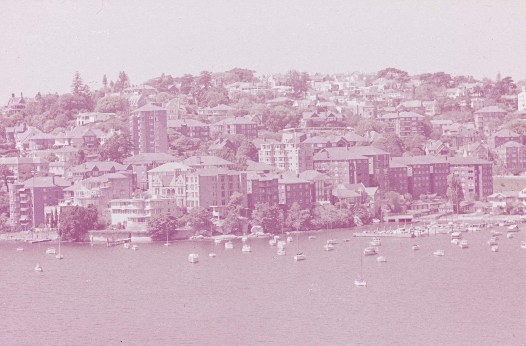 2015.1095; Dia van een gezicht op een deel van Sydney vanaf het water; diapositief