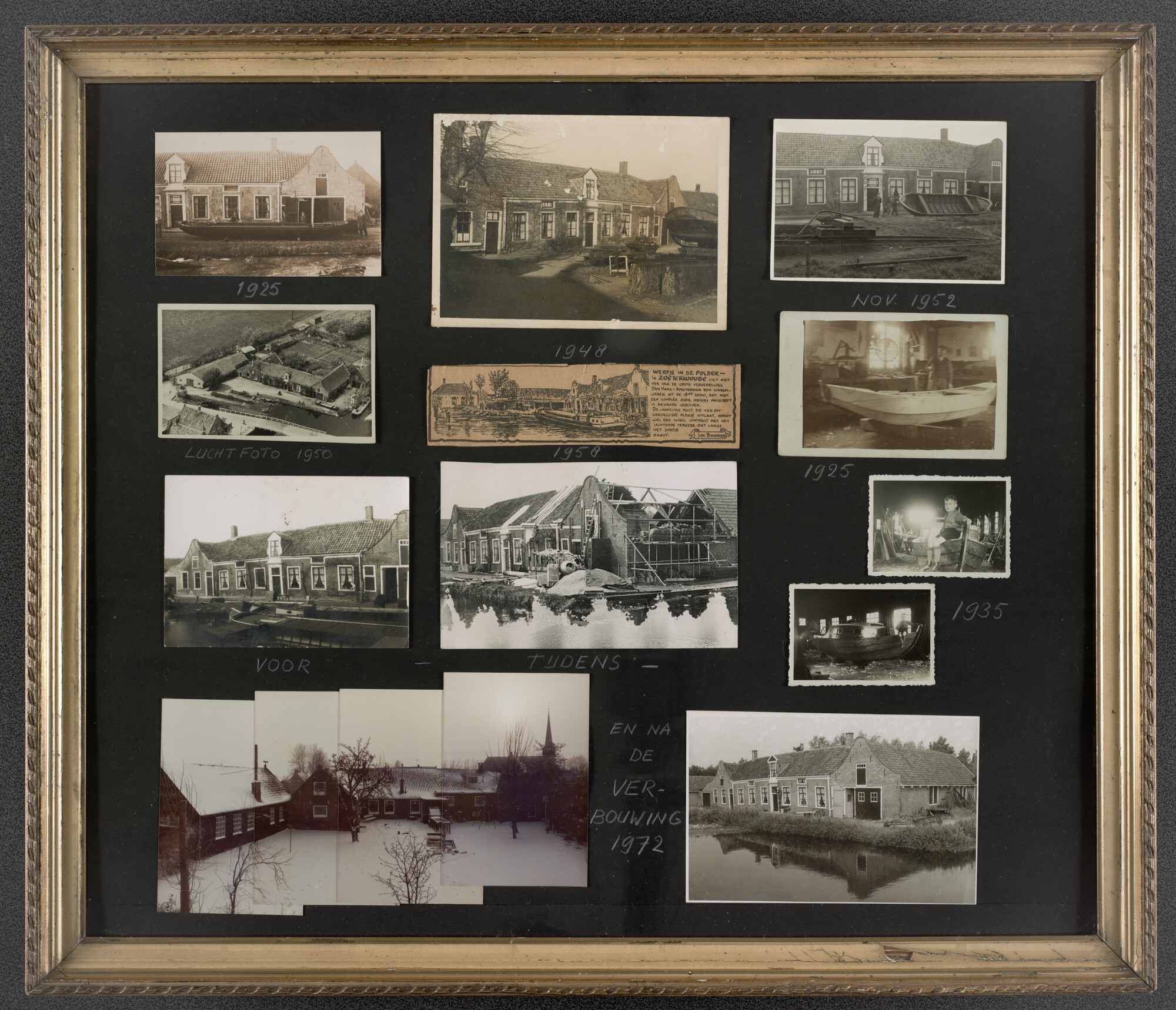 2012.0895; Collage van foto's en een artikel van een verbouwing van Scheepswerf Westhof; collage