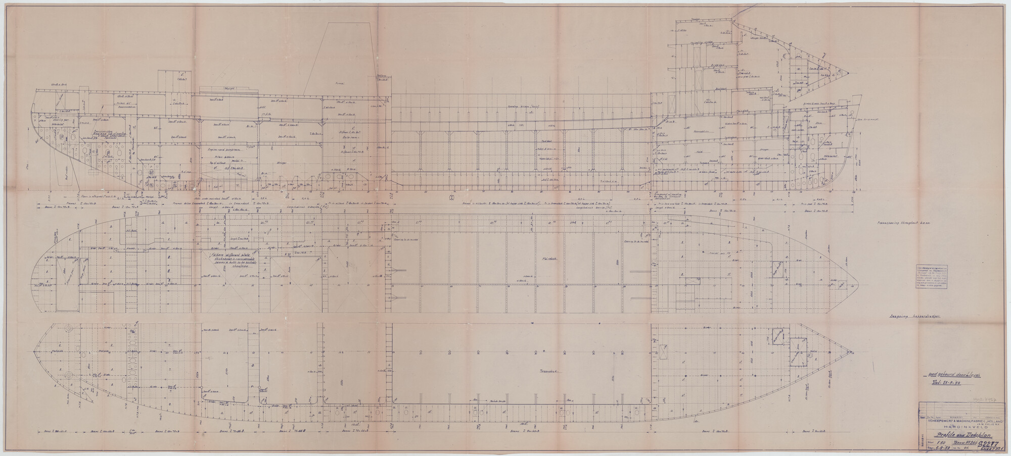 1995.7457; Constructieplan (1:50) van de sleephopperzuiger Sandon 6 voor Port Authority of Thailand [...]; technische tekening