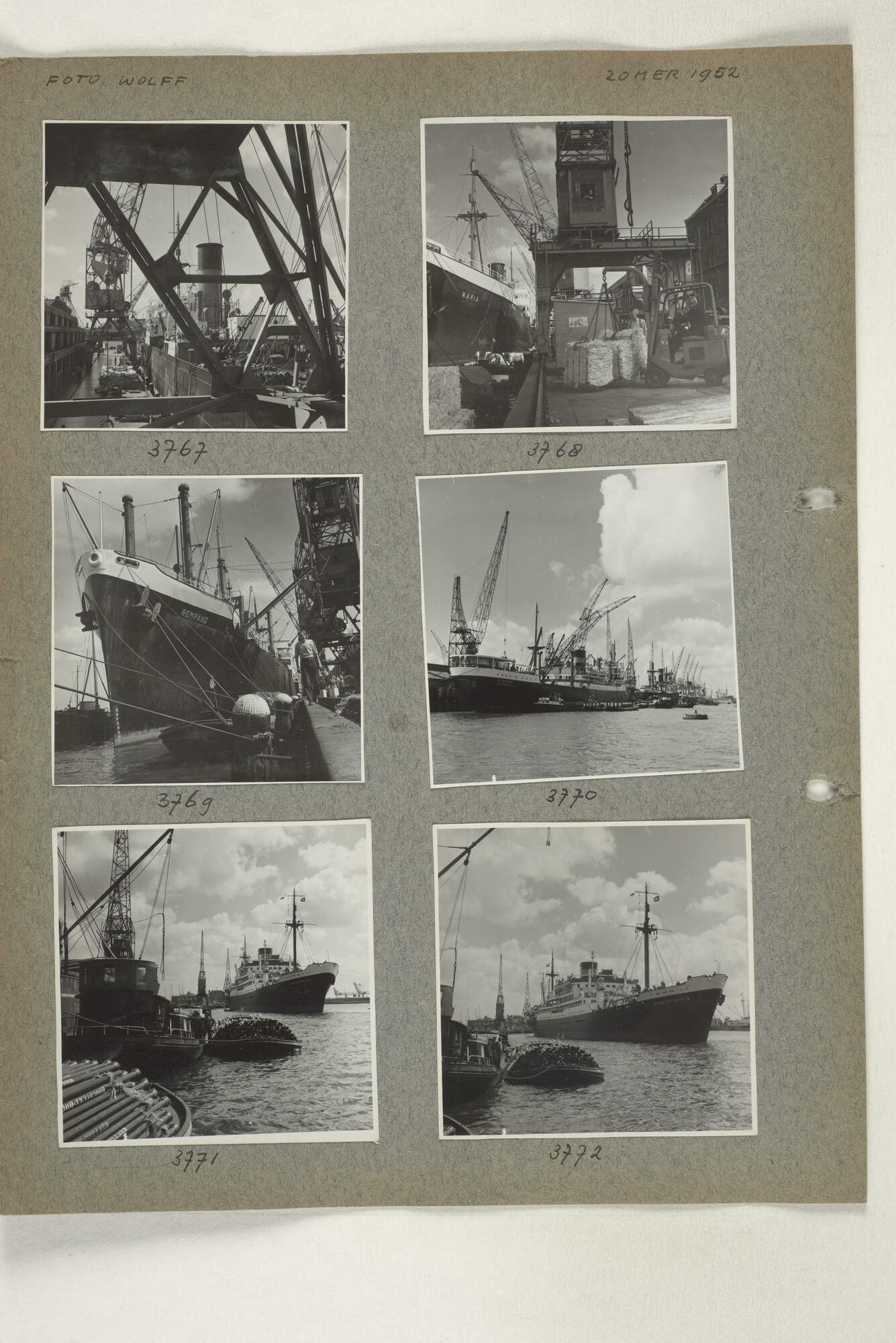 1998.2182; Omslag (voorheen ordner) met een grote hoeveelheid proef foto's van de haven en de stad van Amsterdam; omslag