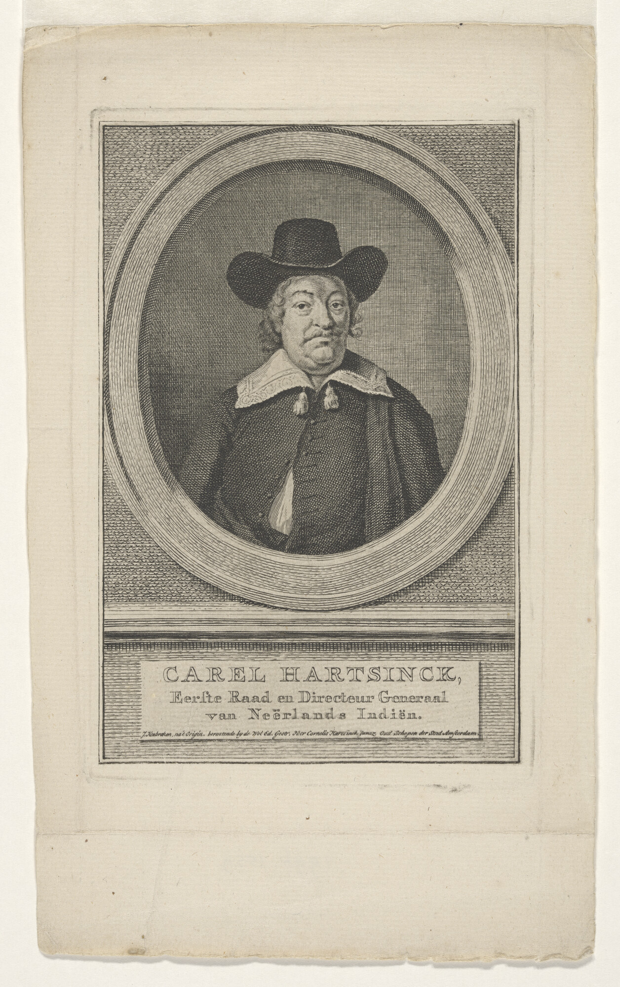 1996.1559; Portret in ovaal van Carel Hartsinck, Eerste Raad en Directeur Generaal van [...]; prent