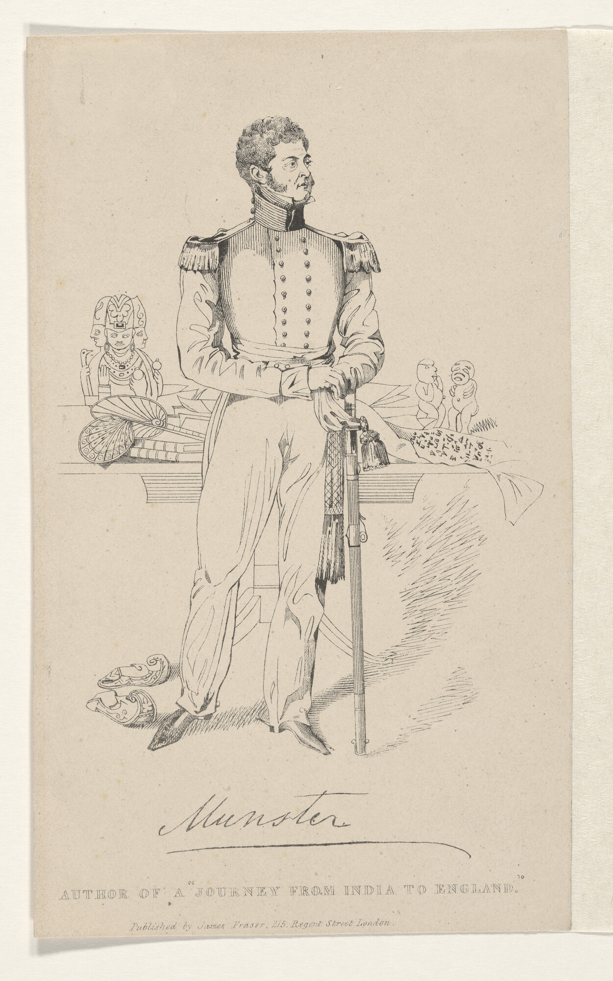 A.0075(151); Portret van Munster, schrijver van "a Journey from India to England"; prent