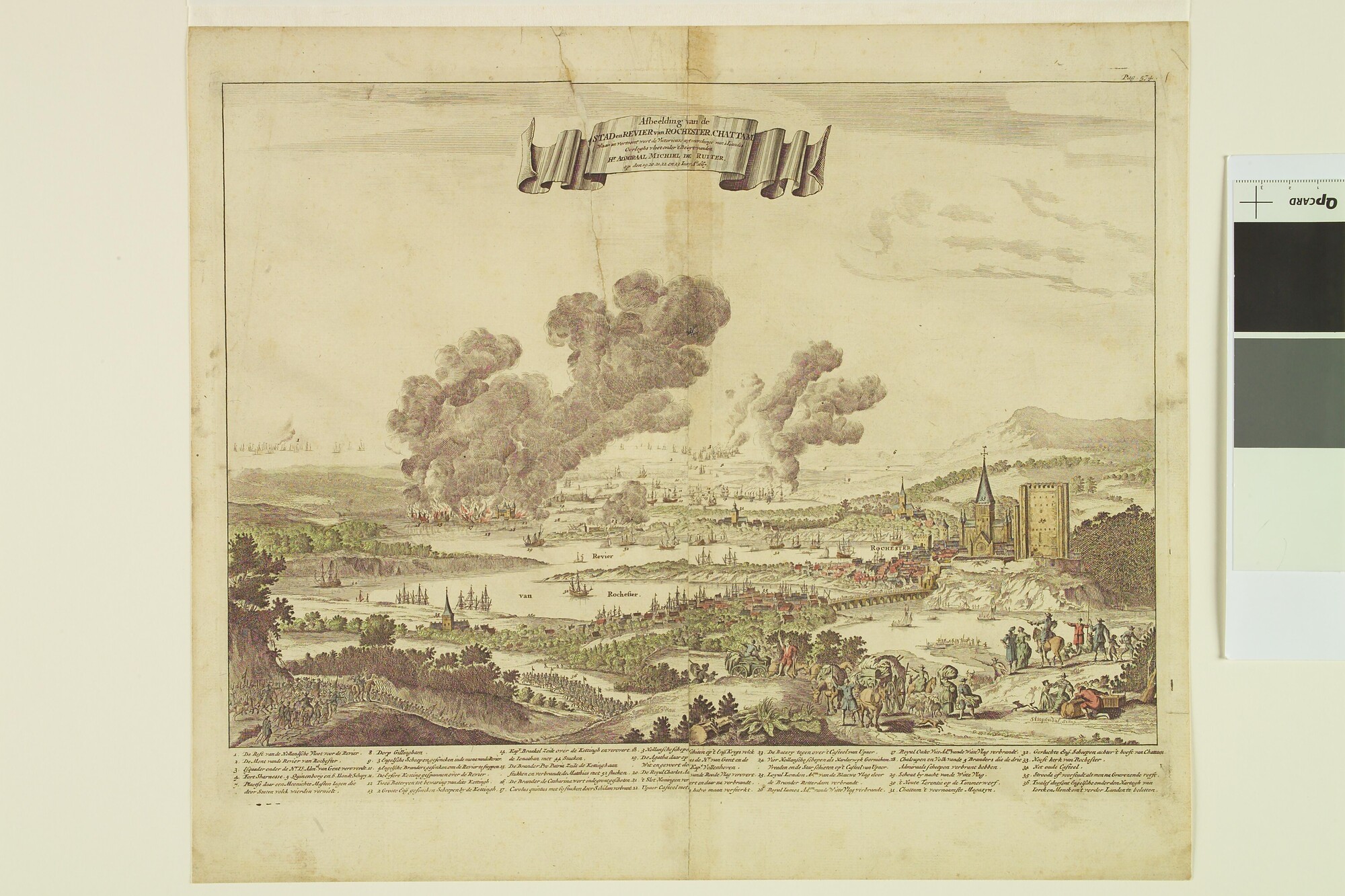 A.3024(07)a; De stad en rivier van Rochester, Chattam [enz.]; prent