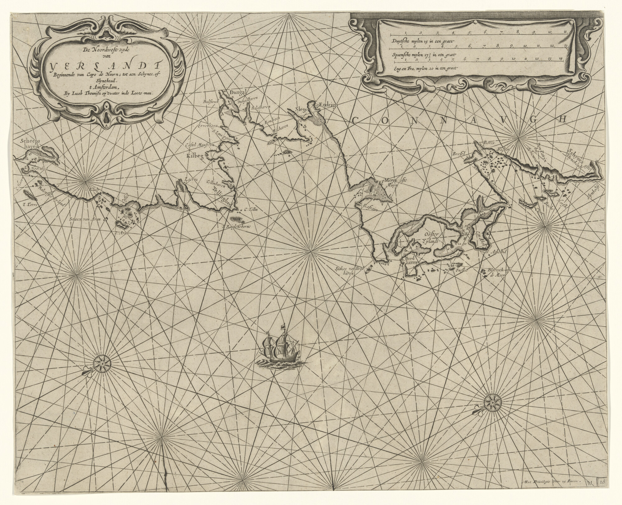 S.1072(02)10; Zeekaart van de noordwestkust van Ierland van Kaap de Hoorn tot aan Schynes; zeekaart